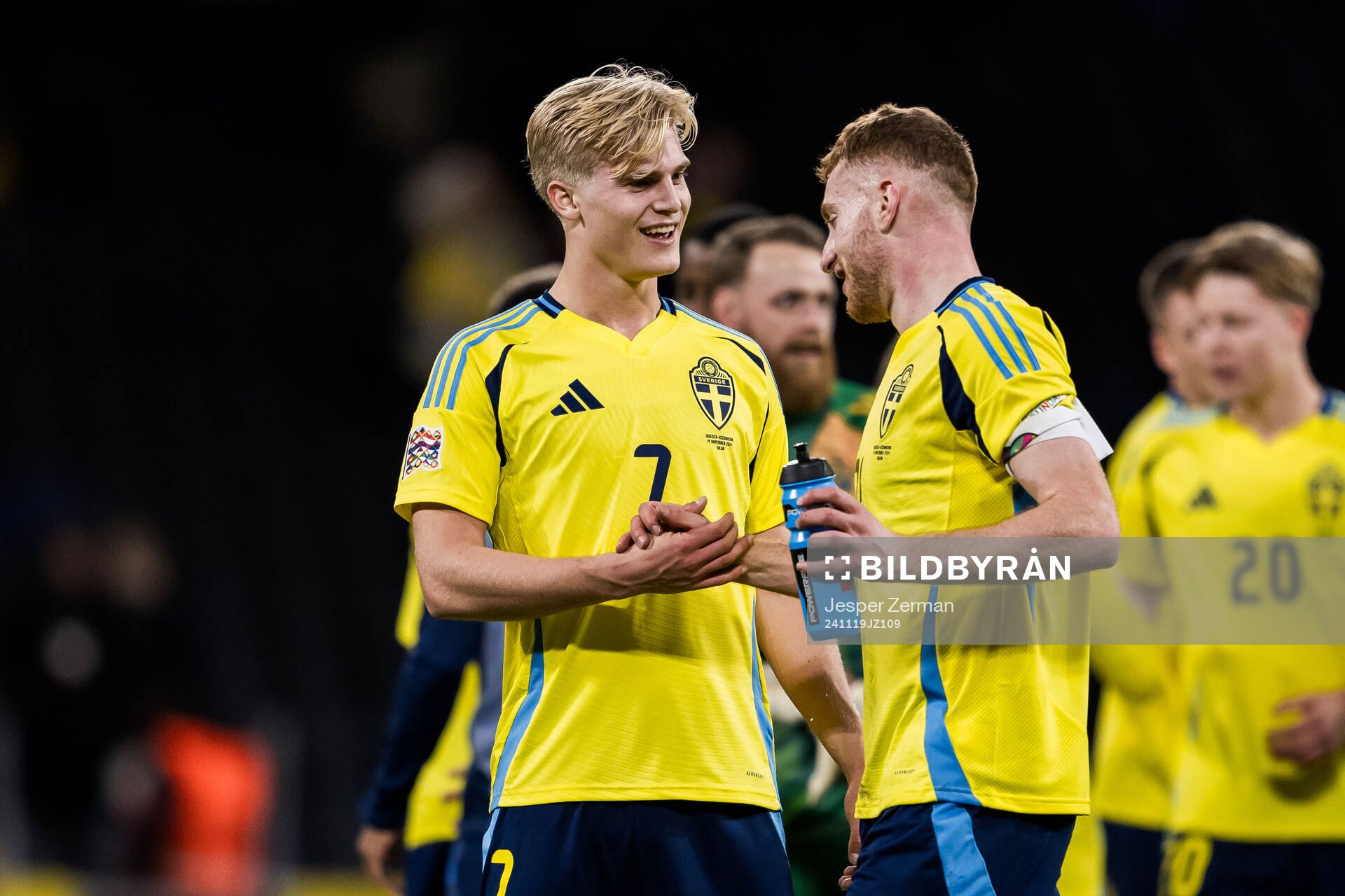 Lucas Bergvall and Dejan Kulusevski of Sweden