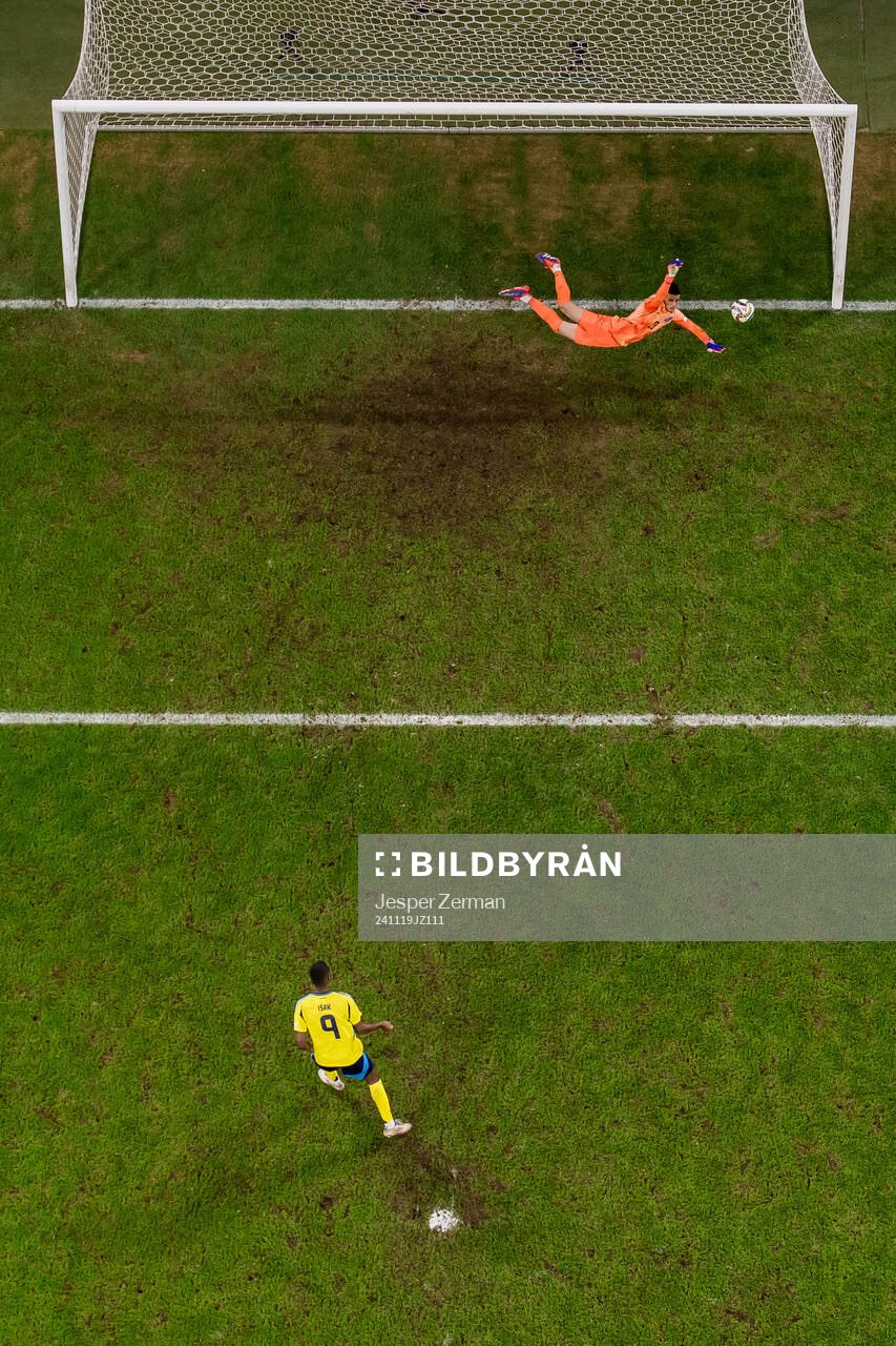 goalkeeper Shakhrudin Magmomedaliyev of Azerbaijan saves a