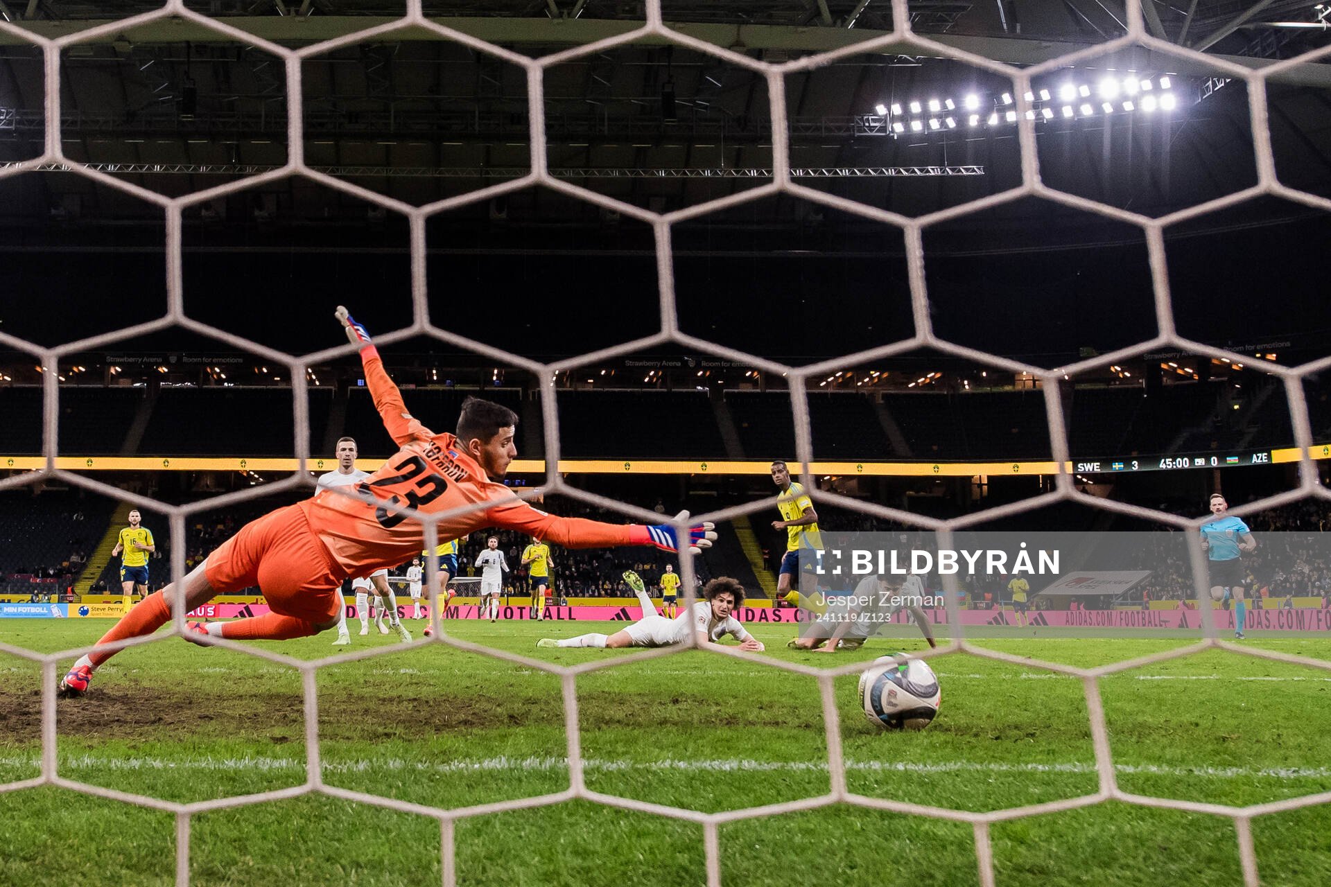 Alexander Isak of Sweden scores a goal that is later