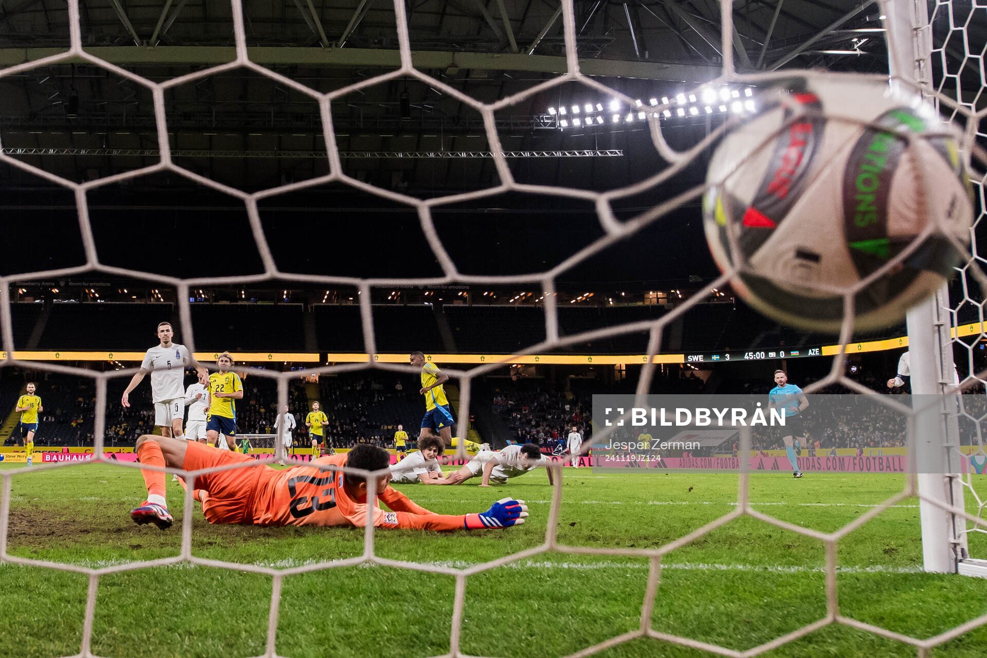 Alexander Isak of Sweden scores a goal that is later
