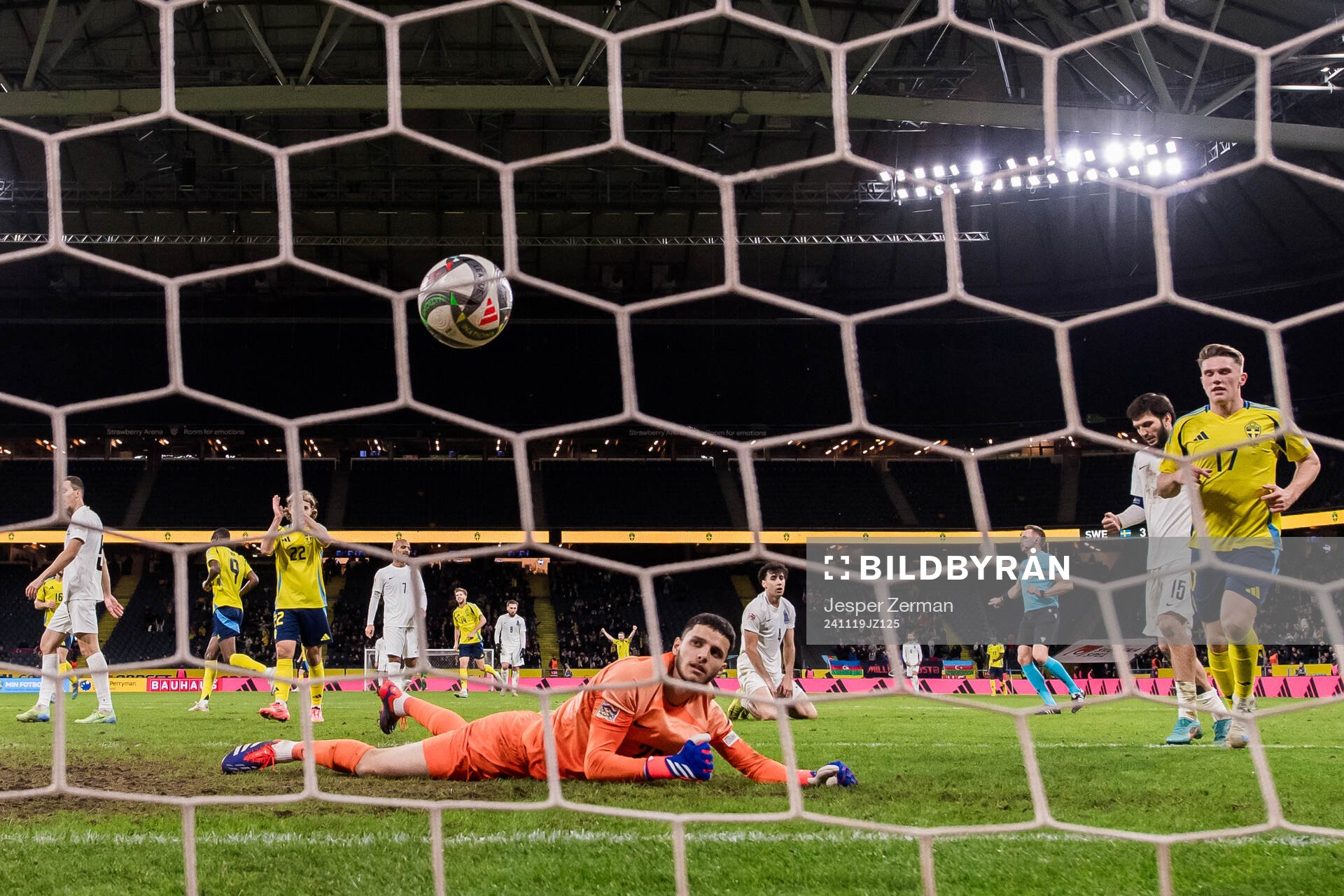 Alexander Isak of Sweden scores a goal that is later