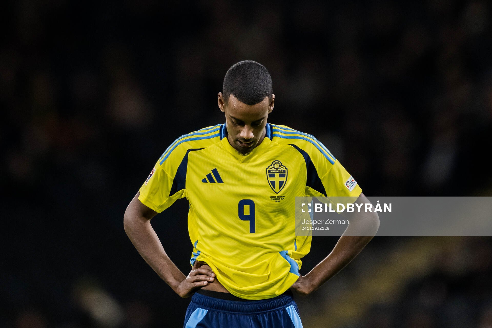 Alexander Isak of Sweden looks dejected