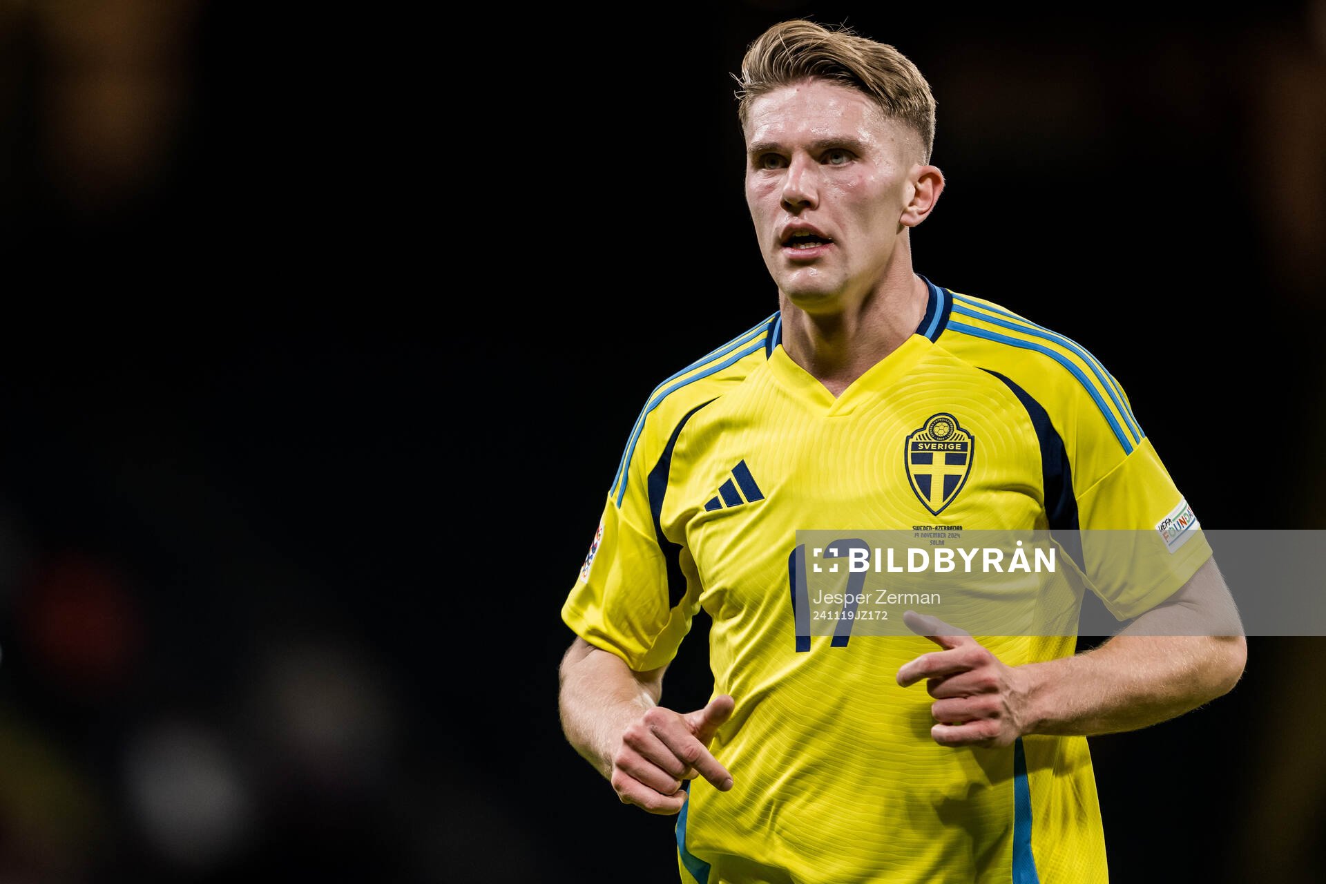 Viktor Gyökeres of Sweden celebrates