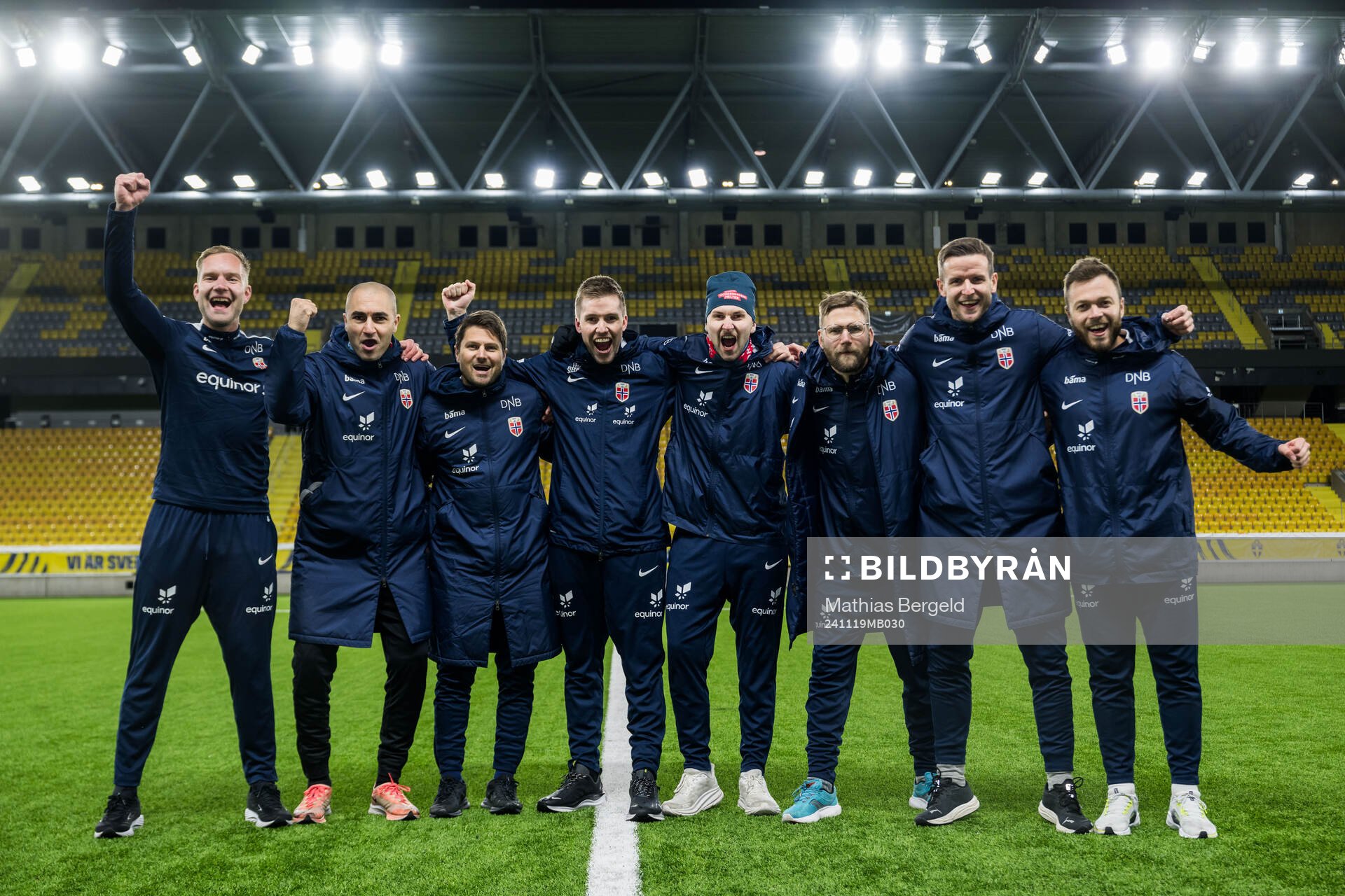 Head coach Even Sel of Norway celebrates with staff
