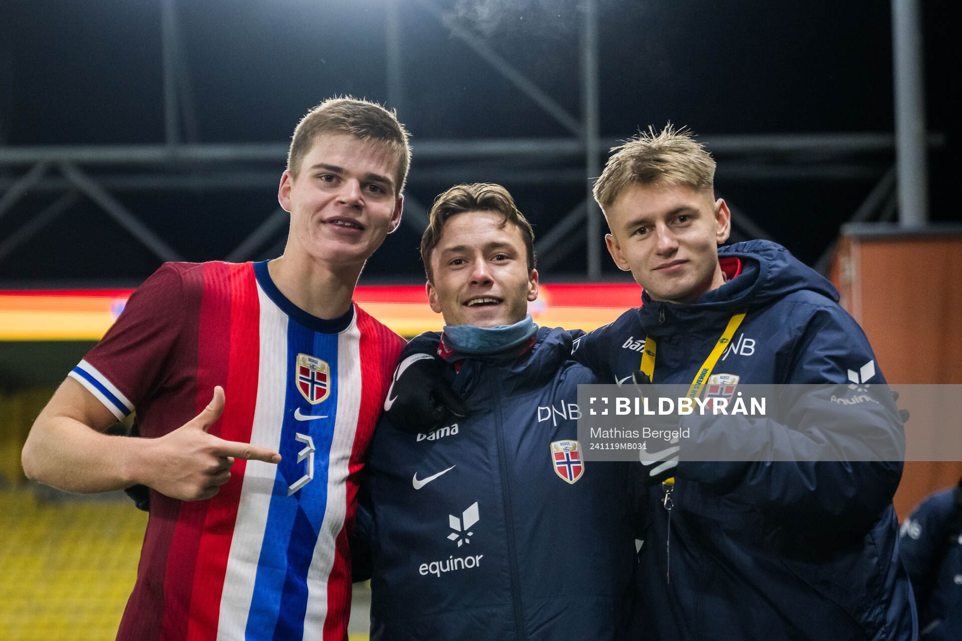 Anders Børset of Norway celebrates after the under-19 Euro Qualifier football match between Sweden and Norway on November 19, 2024 in Borås.