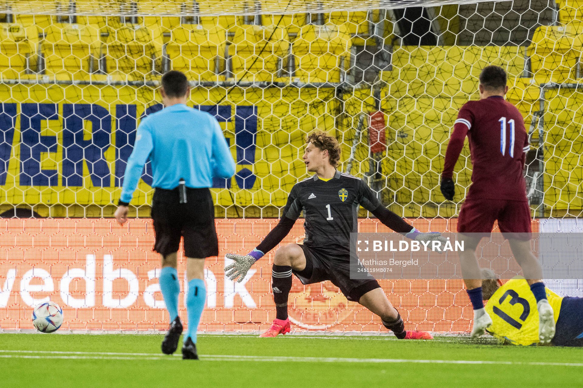 Goalkeeper William Nieroth Lundgren of Sweden and Adrian