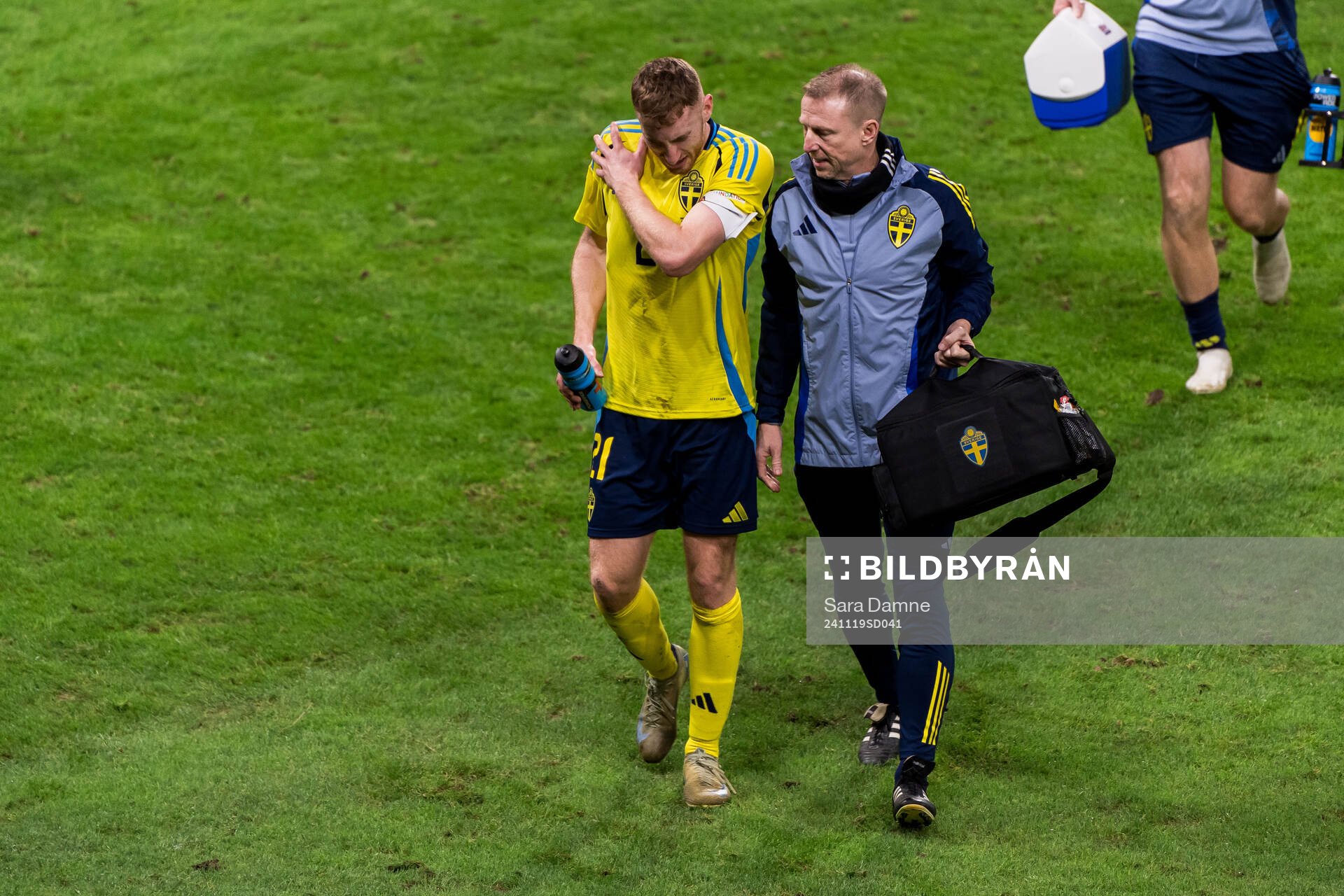 Dejan Kulusevski of Sweden in pain