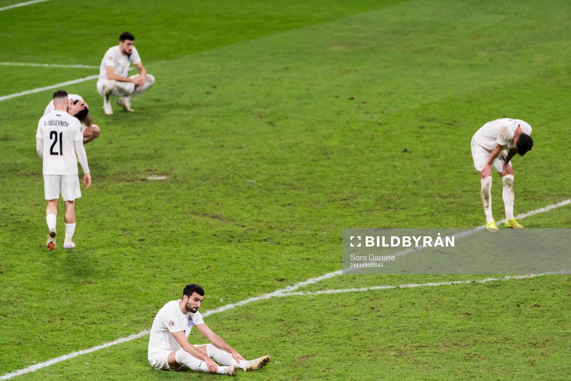 Players of Azerbaijan look dejected