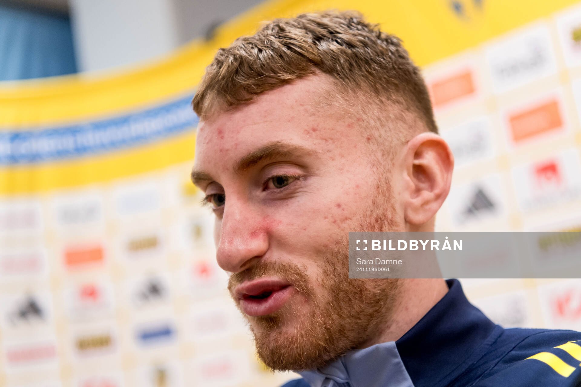 Dejan Kulusevski of Sweden in mixed zone