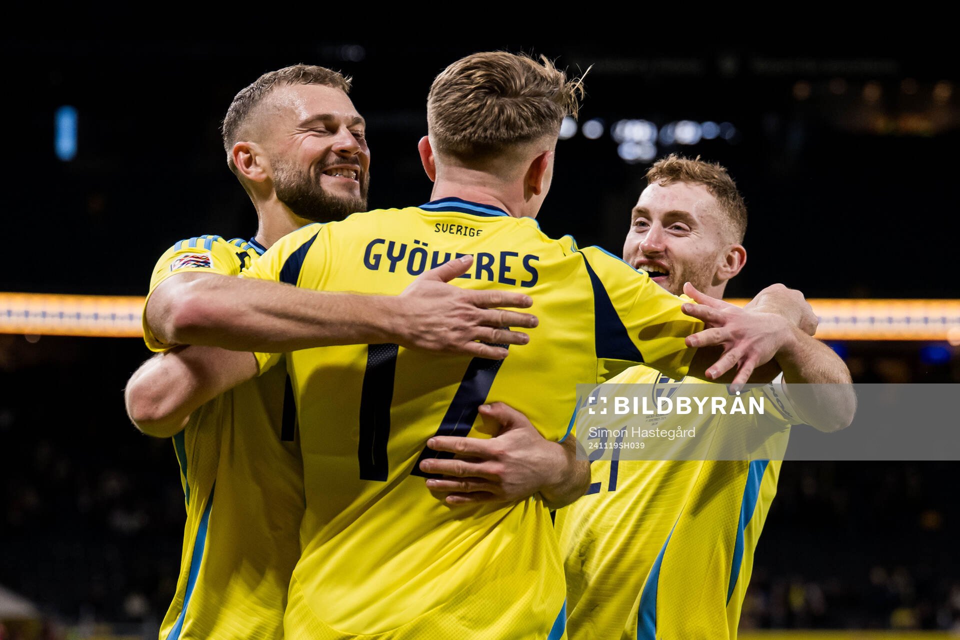 Viktor Gyökeres of Sweden celebrates with Jesper