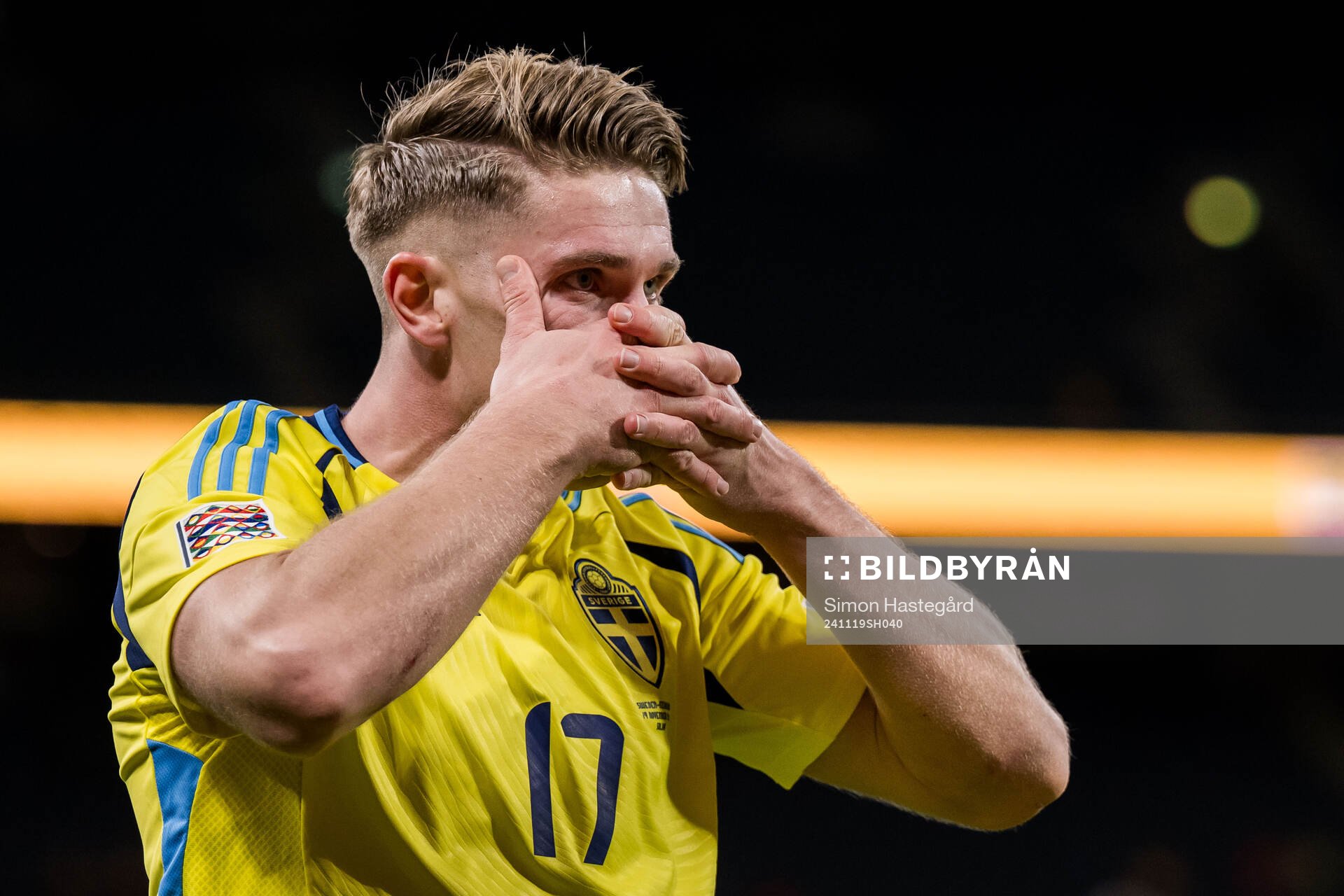 Viktor Gyökeres of Sweden celebrates