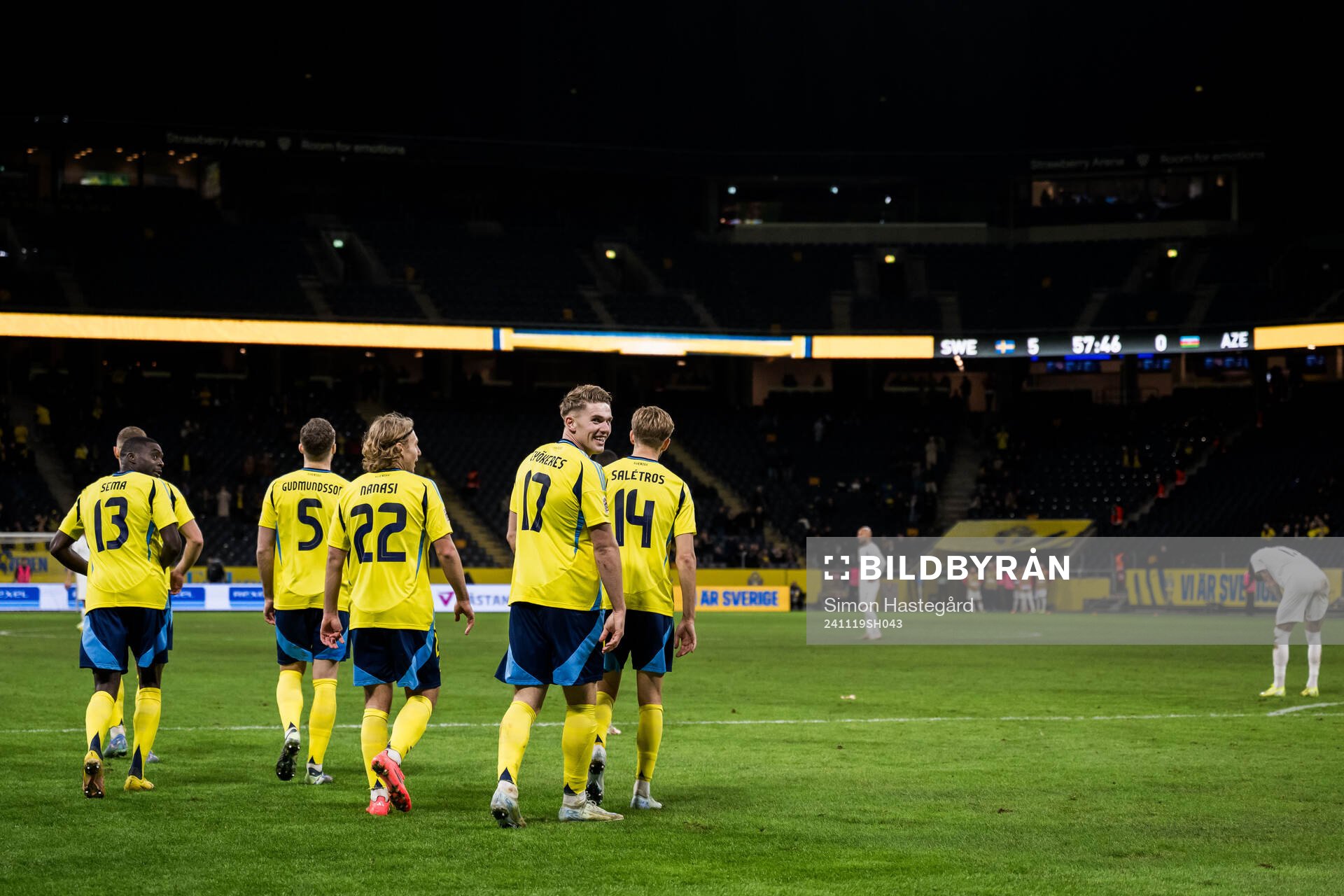 Viktor Gyökeres of Sweden celebrates