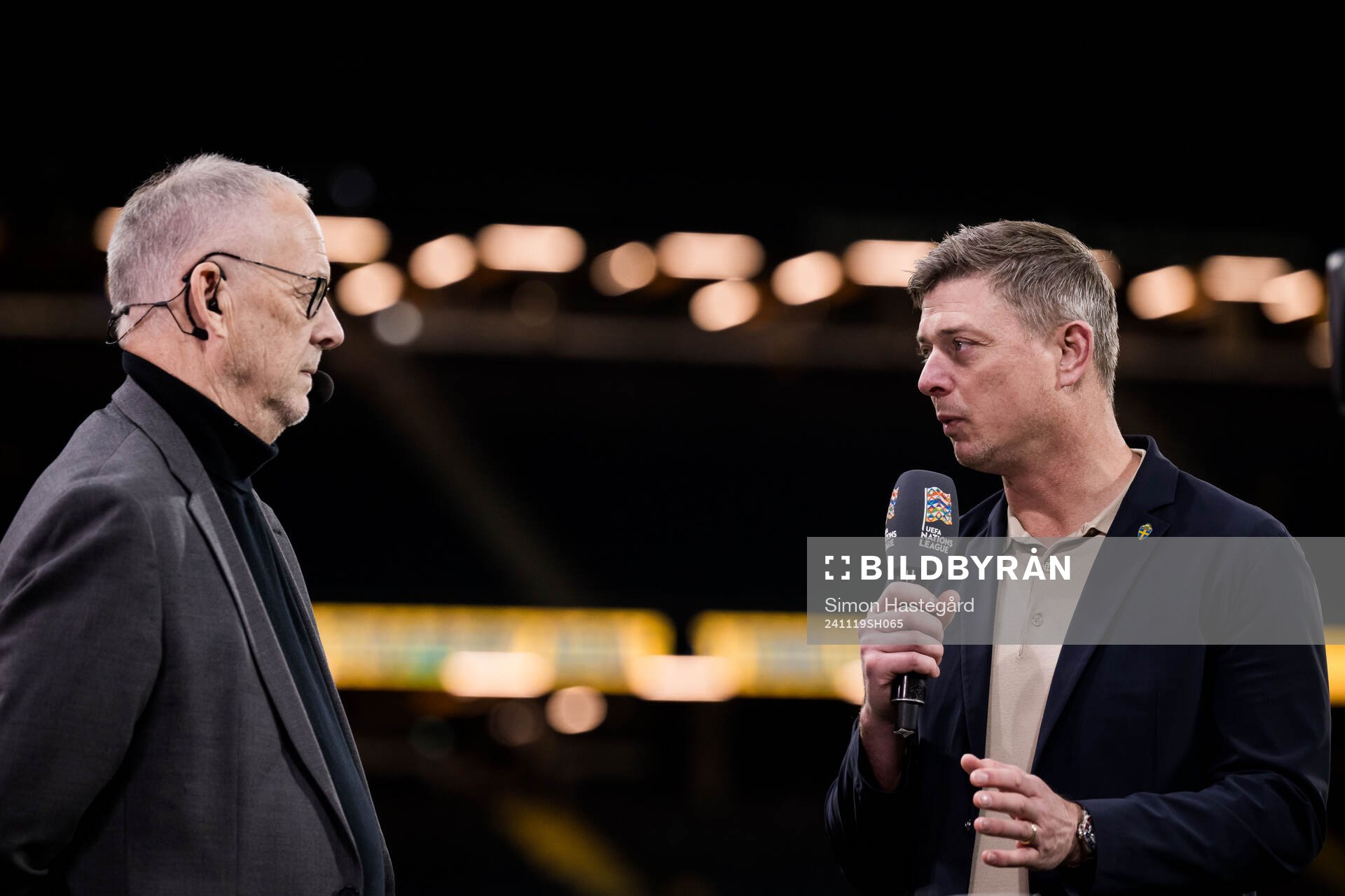 Head coach Jon Dahl Tomasson of Sweden is interviewed in