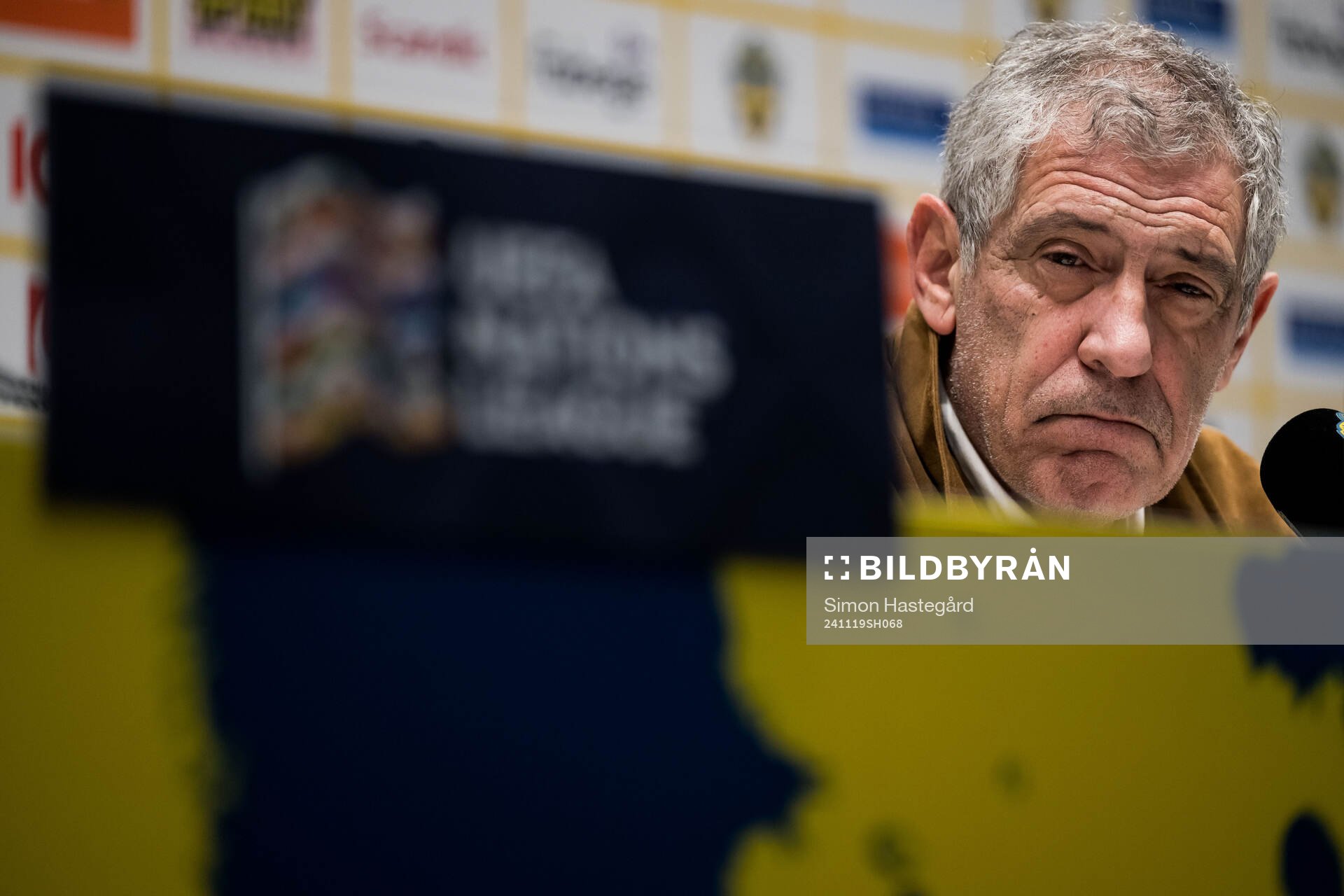 Head coach Giovanni de Biasi of Azerbaijan during a press conference after the Nations League football match between Sweden and Azerbaijan on November 19, 2024 in Stockholm.