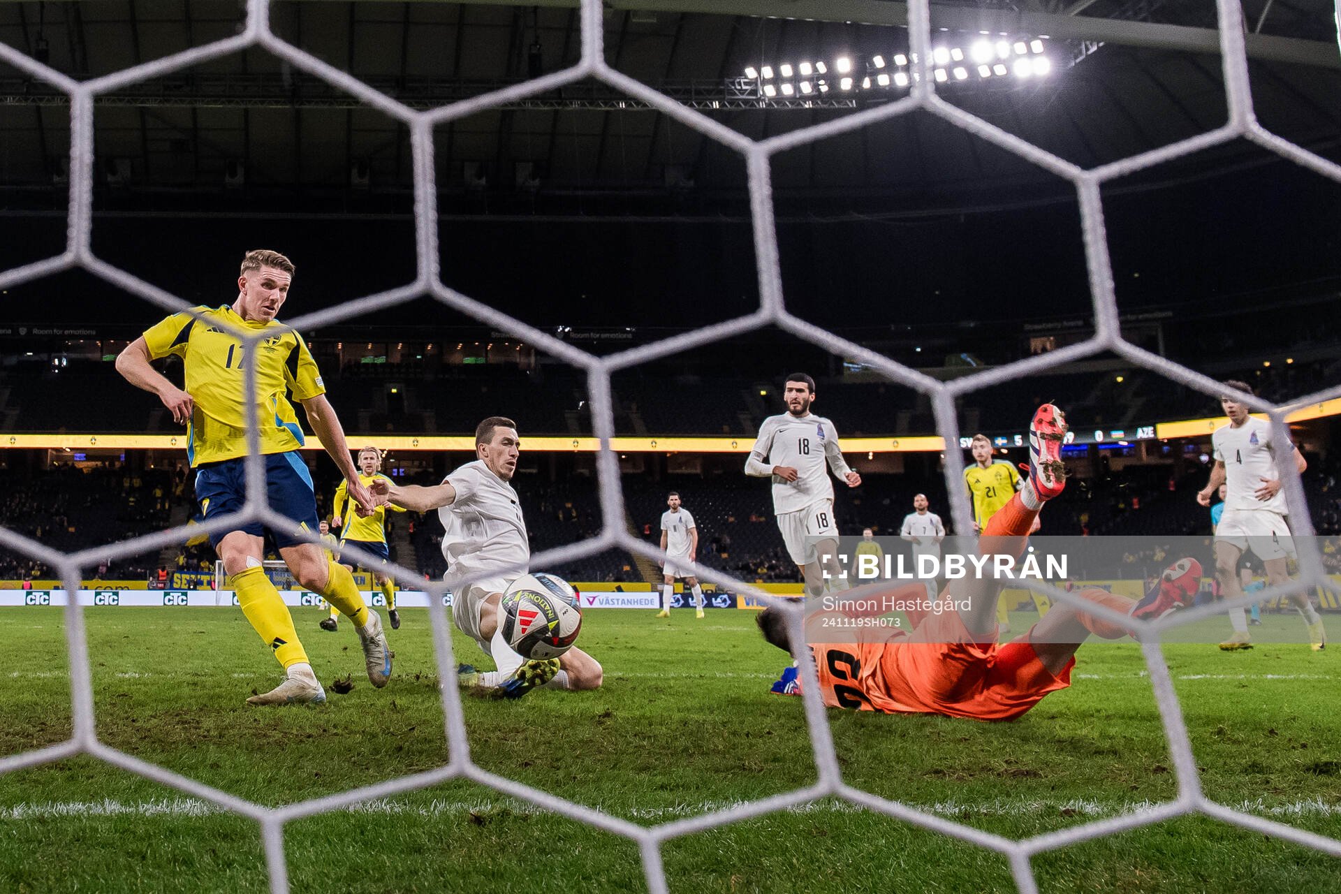 Viktor Gyökeres of Sweden scores the 6-0 goal