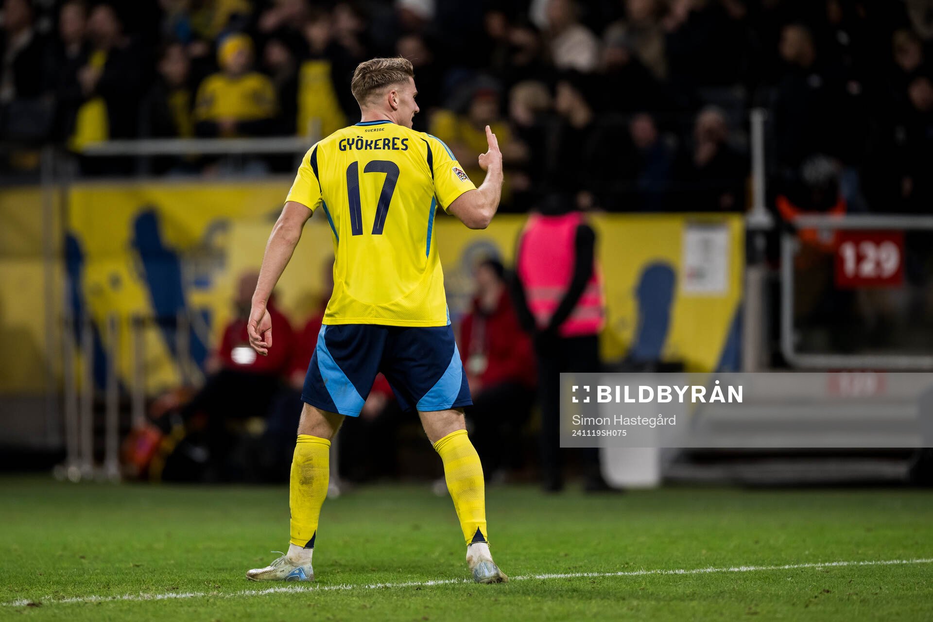 Viktor Gyökeres of Sweden celebrates