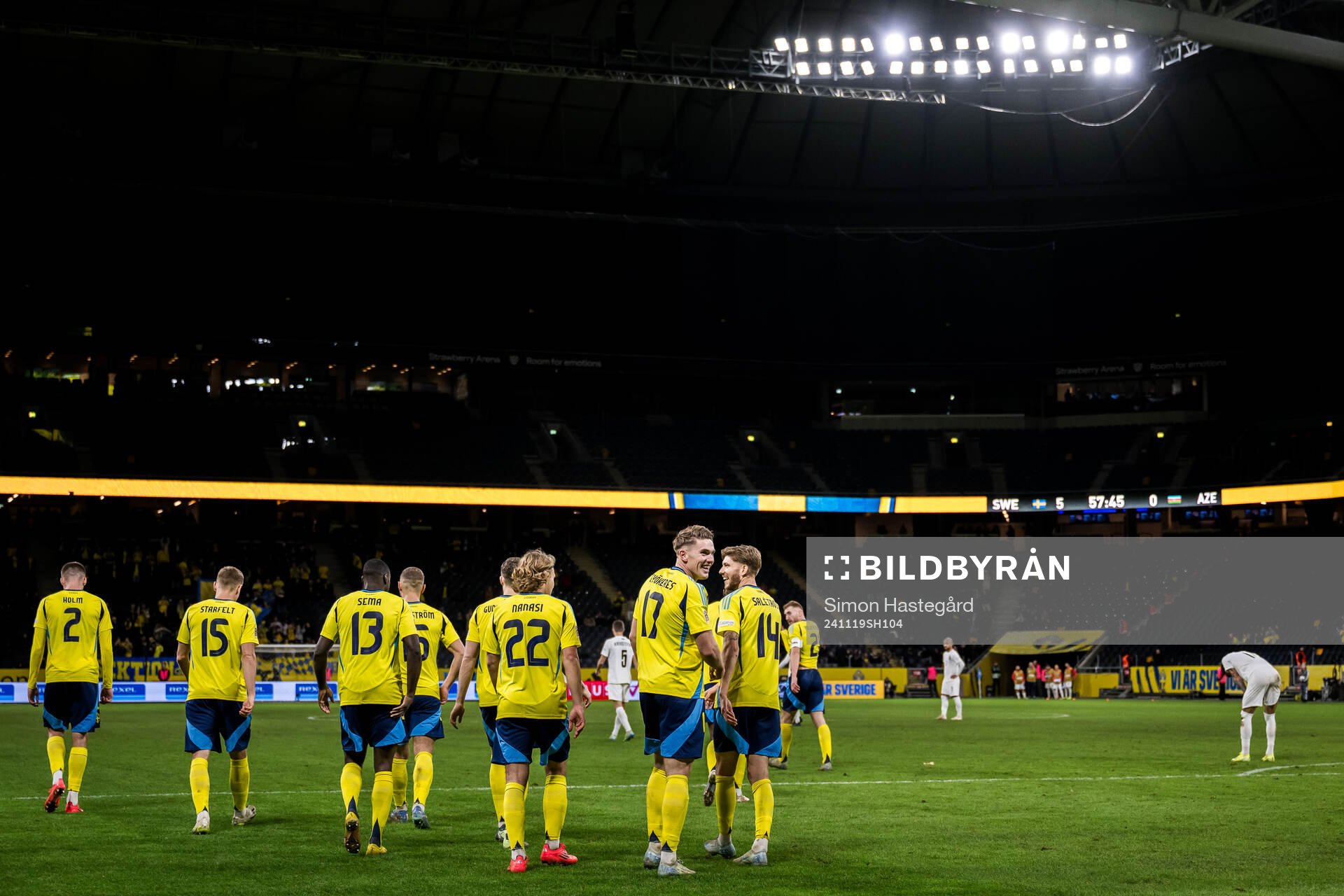 Viktor Gyökeres of Sweden celebrates the 5-0 goal