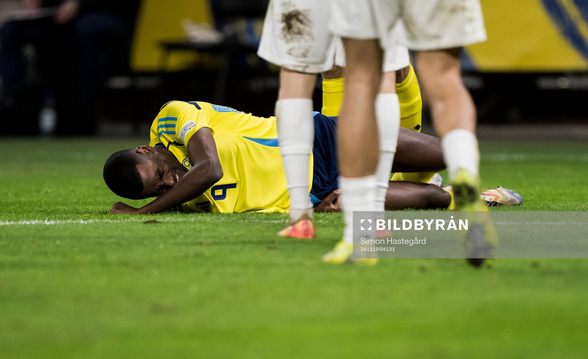 Alexander Isak of Sweden in pain