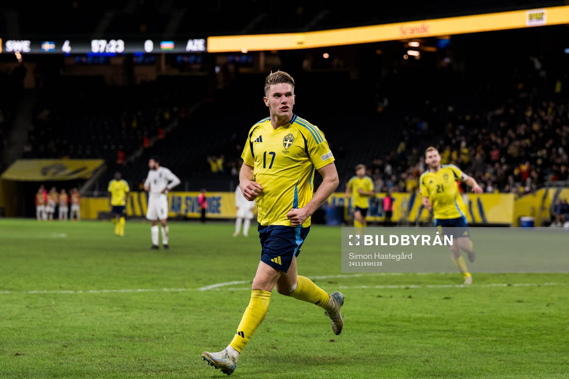 Viktor Gyökeres of Sweden celebrates the 5-0 goal