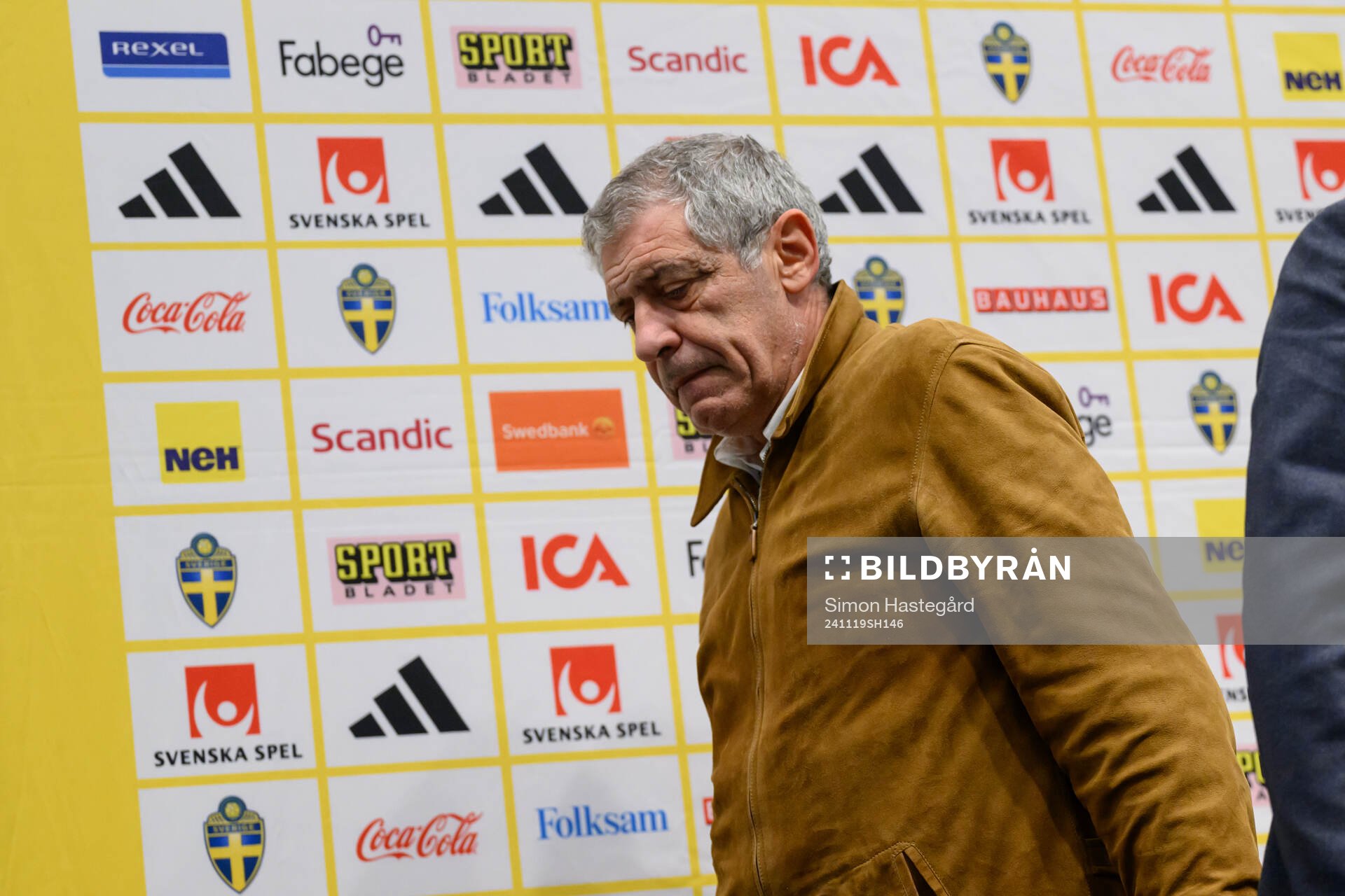 Head coach Giovanni de Biasi of Azerbaijan during a press conference after the Nations League football match between Sweden and Azerbaijan on November 19, 2024 in Stockholm.