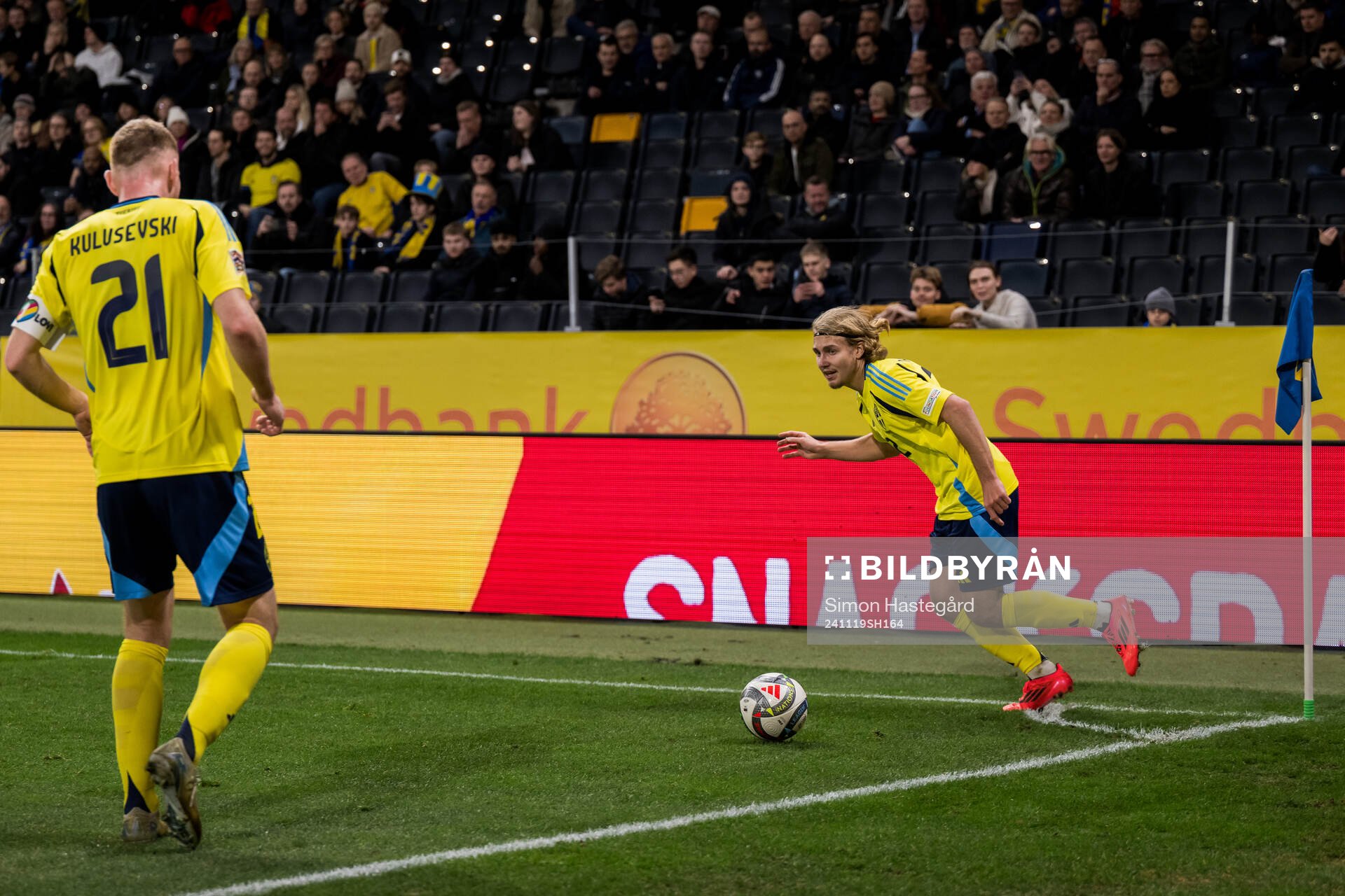 Dejan Kulusevski and Sebastian Nanasi of Sweden