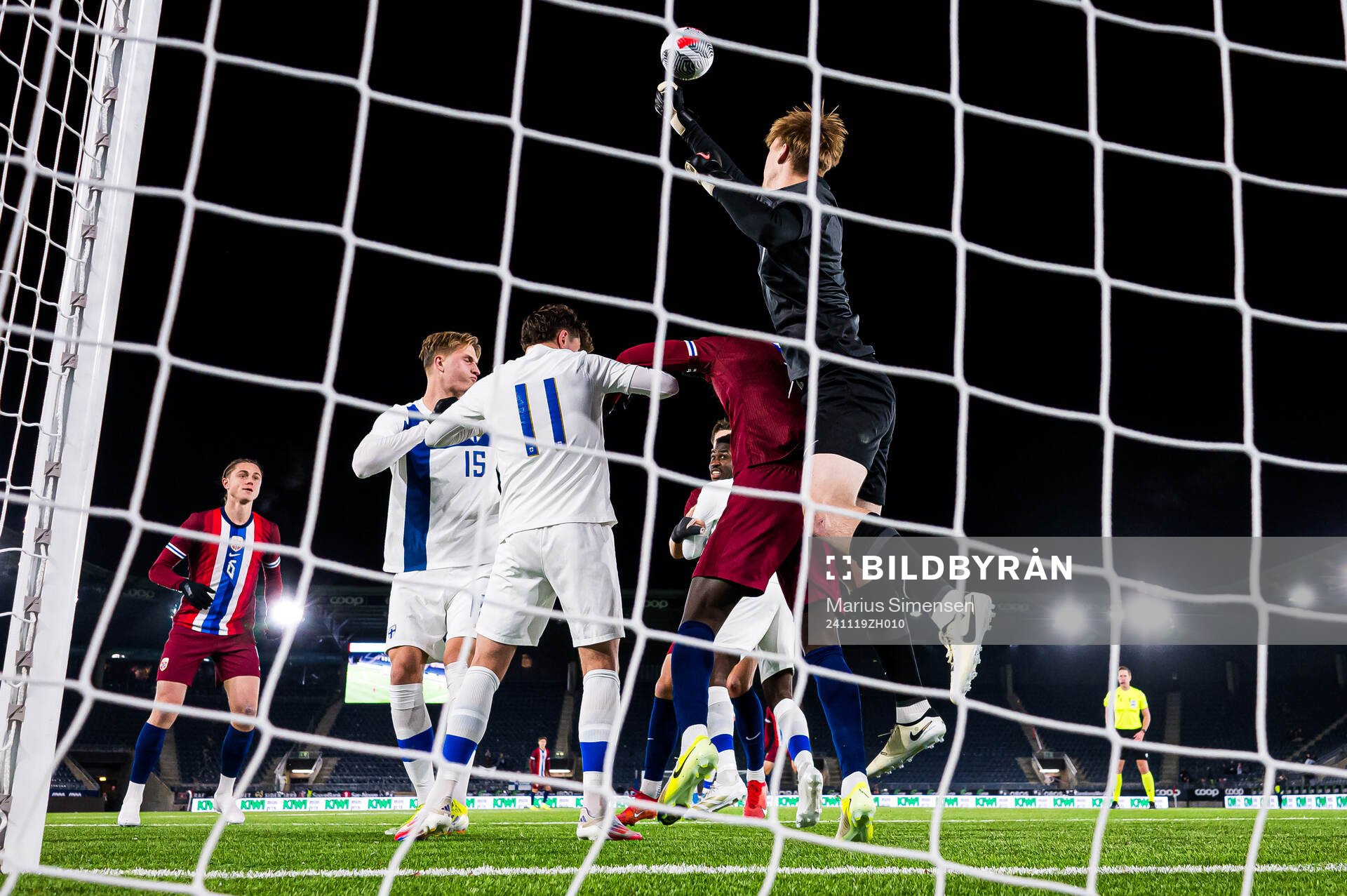 Lucas Bergström of Finland during the UEFA European Under-21 Qualifier playoff football match between Norway and Finland on November 19, 2024 in Stavanger.