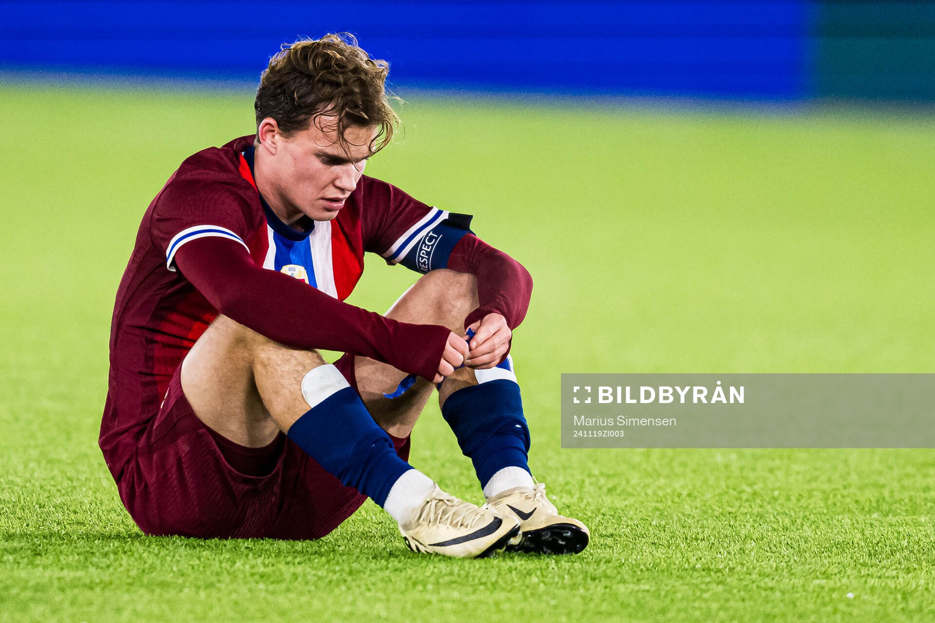 Leo Fuhr Hjelde of Norway looks dejected