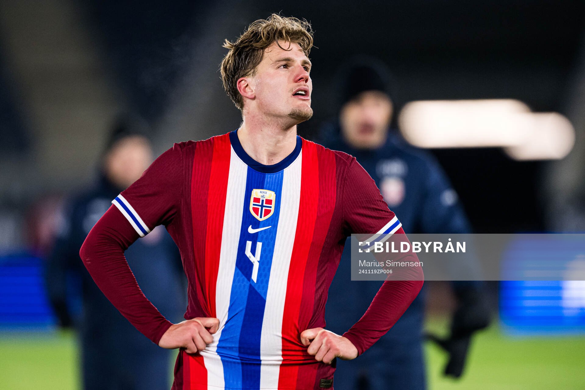 Leo Fuhr Hjelde of Norway looks dejected
