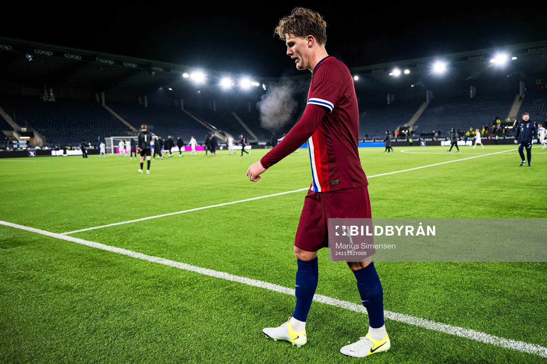 Leo Fuhr Hjelde of Norway looks dejected