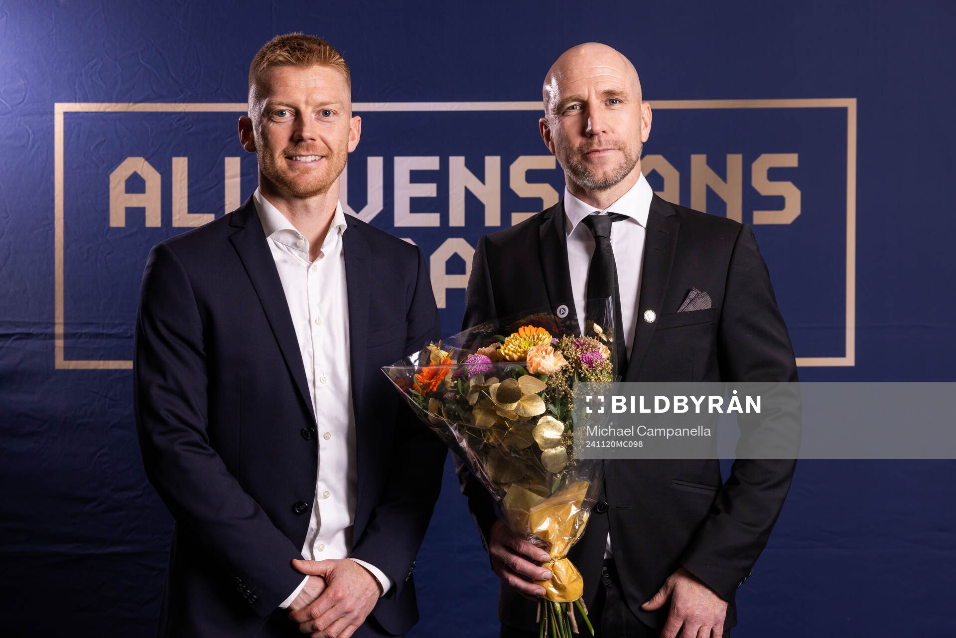 Malmös Anders Christiansen och Henrik Rydström under Allsvenskans Stora Pris den 20 november 2024 i Stockholm. 