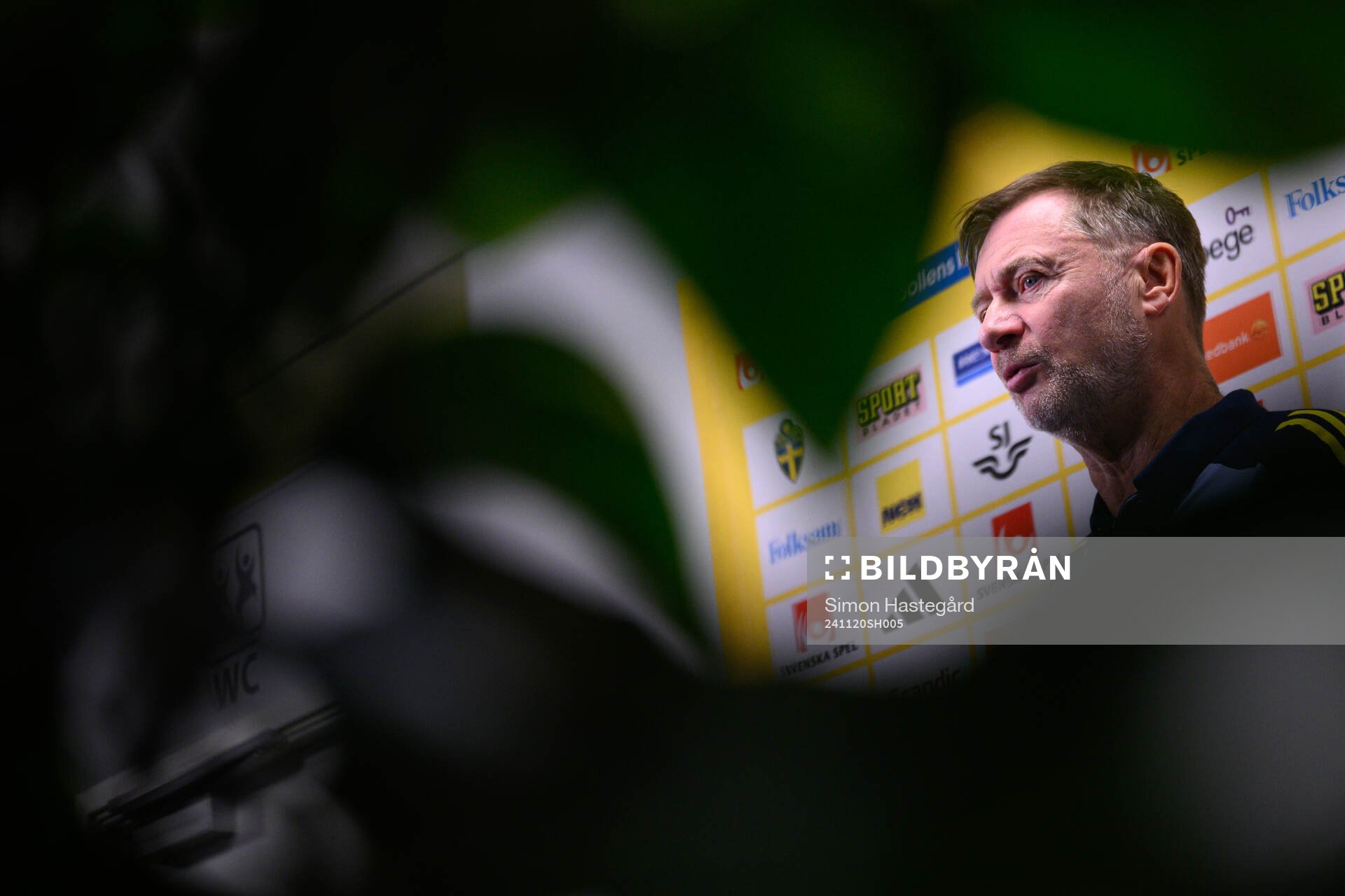 Head coach Peter Gerhardsson of the Swedish women's national football team at a press conference on November 20, 2024 in Stockholm. 