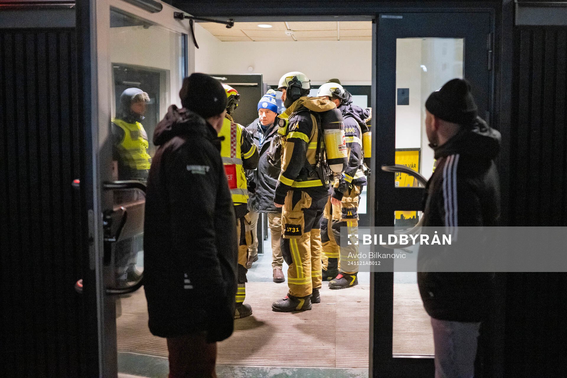 Brandlarmet löste ut under under pausen under kvalet till Superettan mellan Lunds BK och Östersund den 21 november 2024 i Lund.