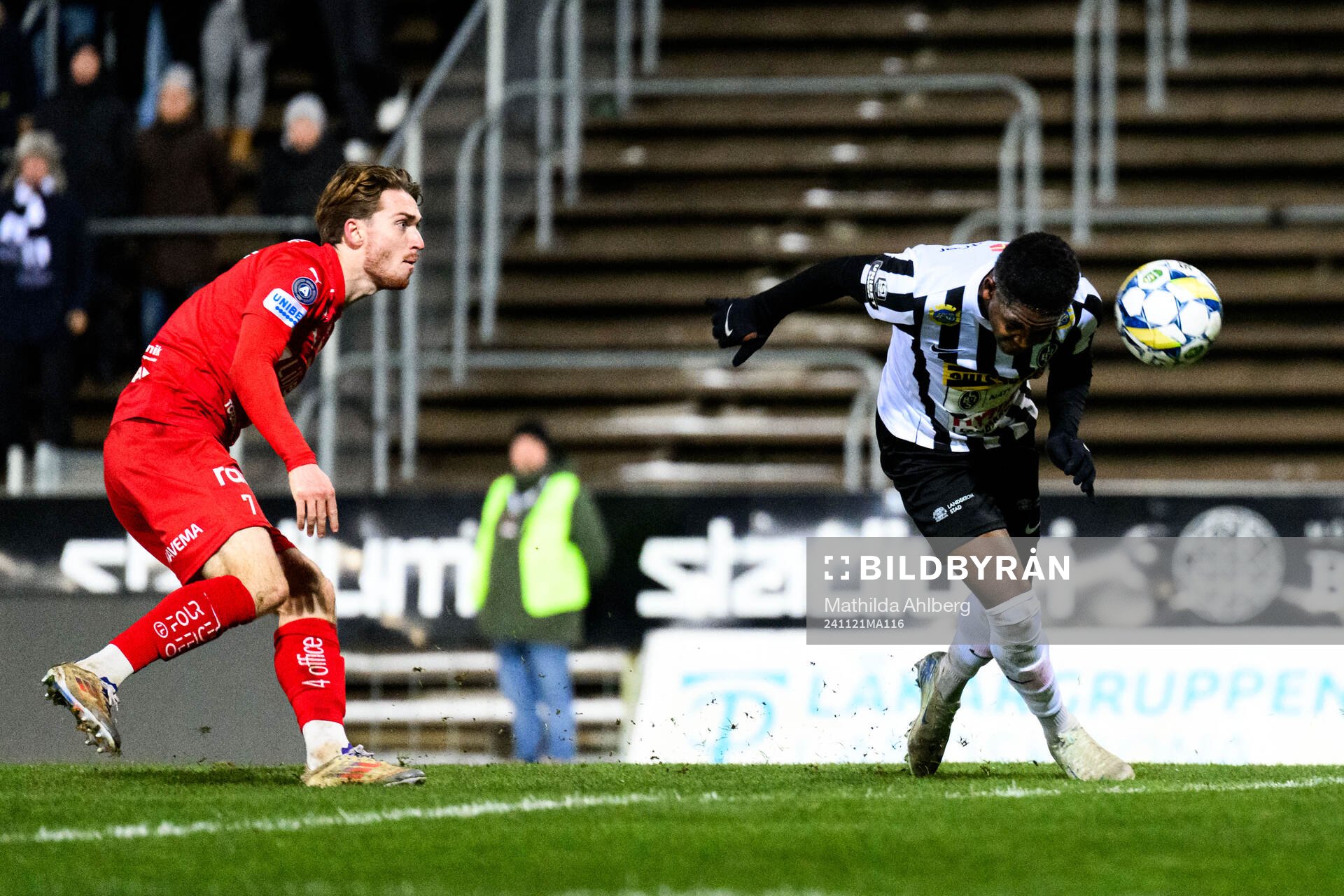 Landskronas Christian Stark under i kvalet till Allsvenskan mellan Landskrona och Värnamo den 21 november 2024 i Landskrona.