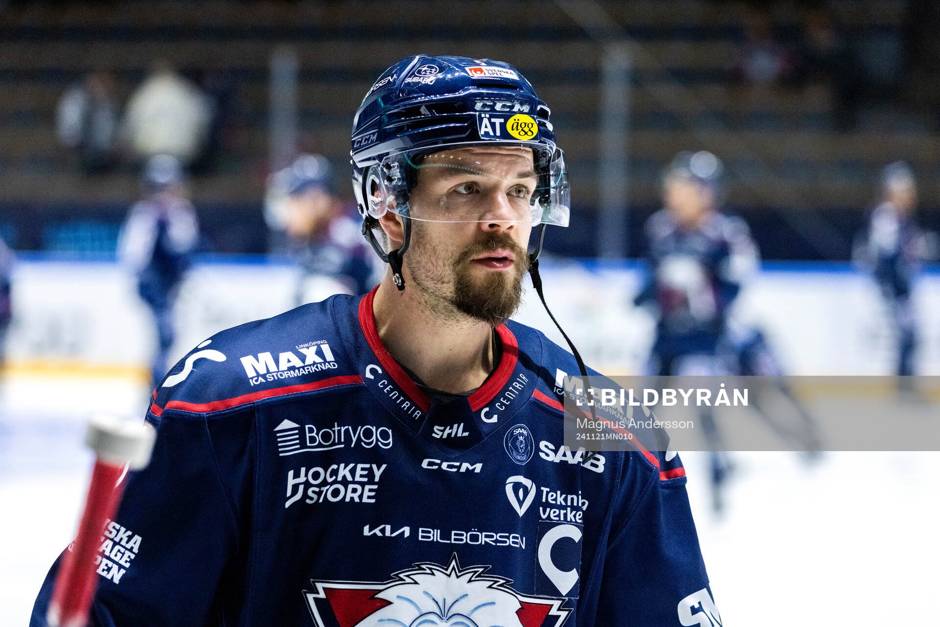 Linköpings Oscar Fantenberg på uppvärmningen