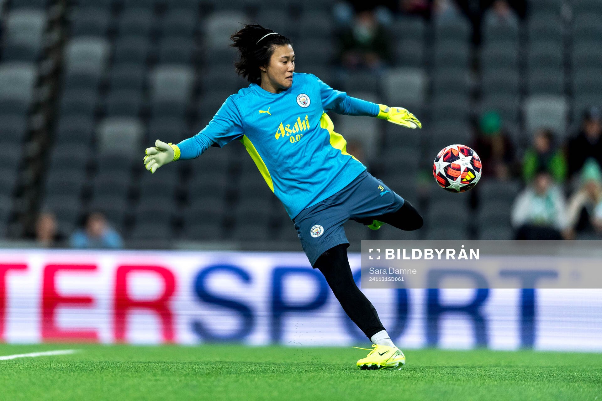 Goalkeeper Ayaka Yamashita of Manchester City ahead of the Women's Champions League football match between Hammarby and Manchester City on November 21, 2024 in Stockholm.
