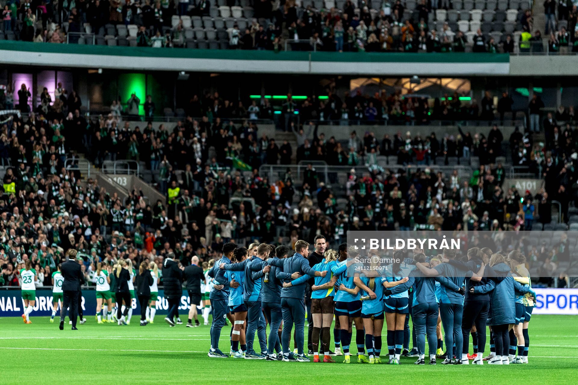 Players of Manchester City after the Women's Champions League football match between Hammarby and Manchester City on November 21, 2024 in Stockholm.