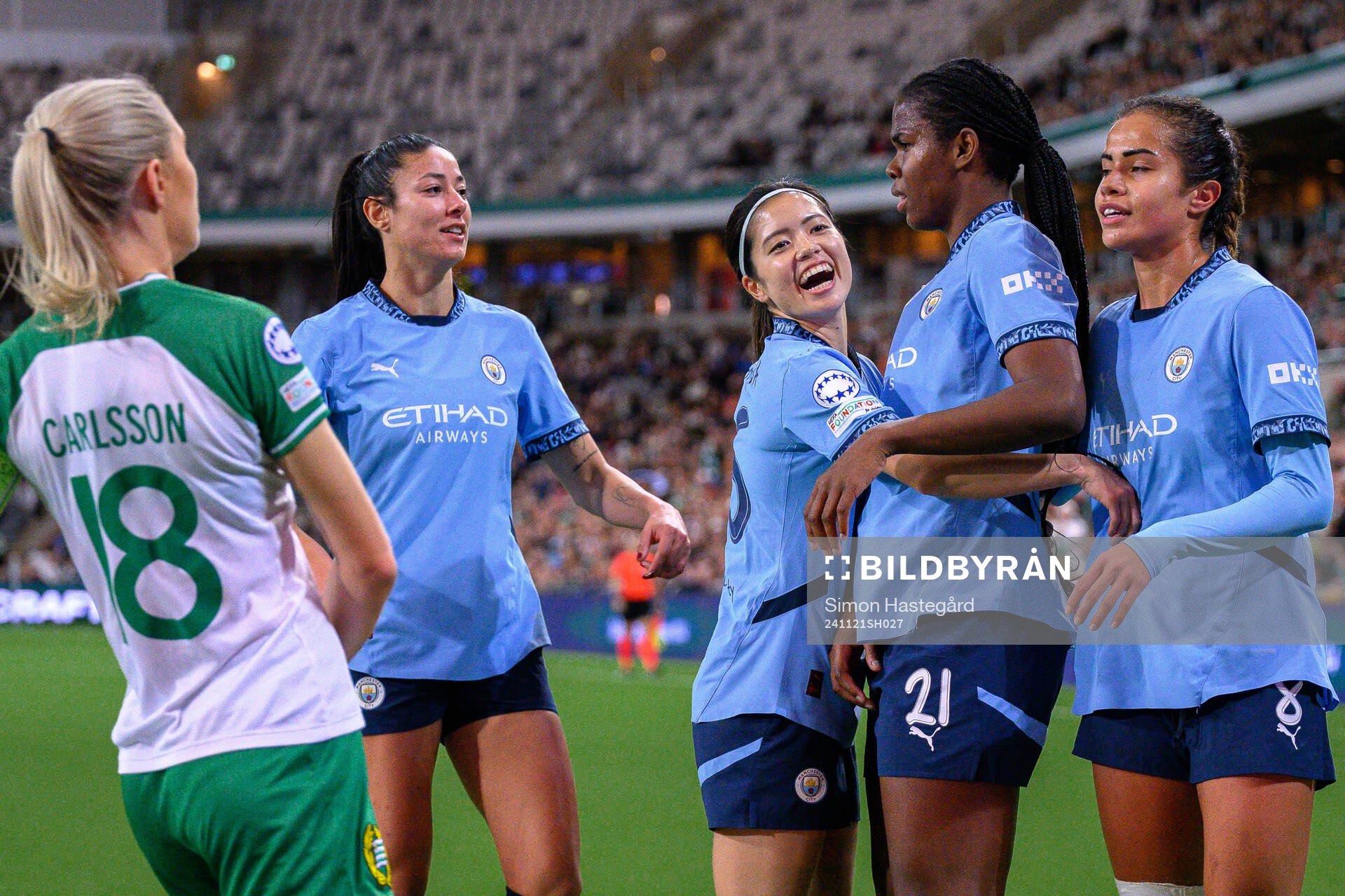 of Manchester City Leila Ouahabi , Yui Hasegawa and Khadija