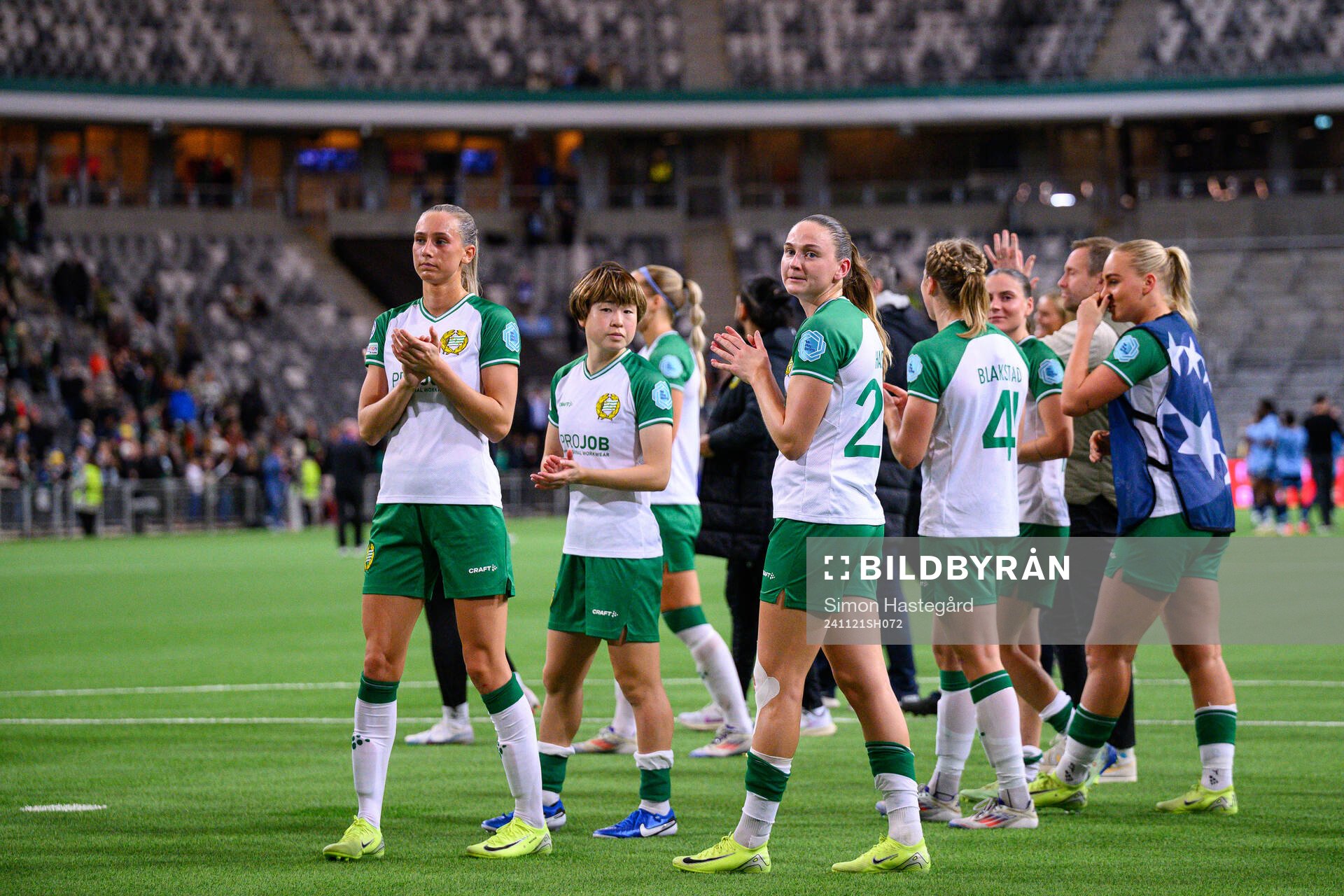 Ellen Wangerheim and Vilde Hasund of Hammarby  look dejected