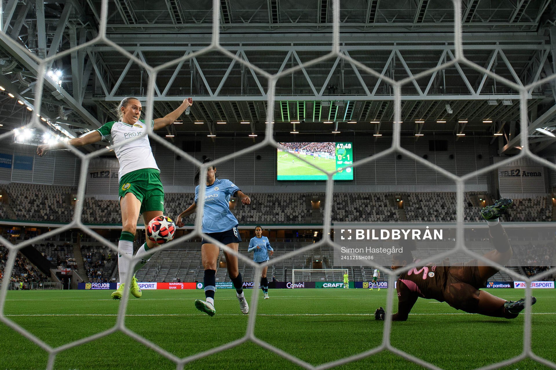 Ellen Wangerheim of Hammarby scores the 1-1 goal behind