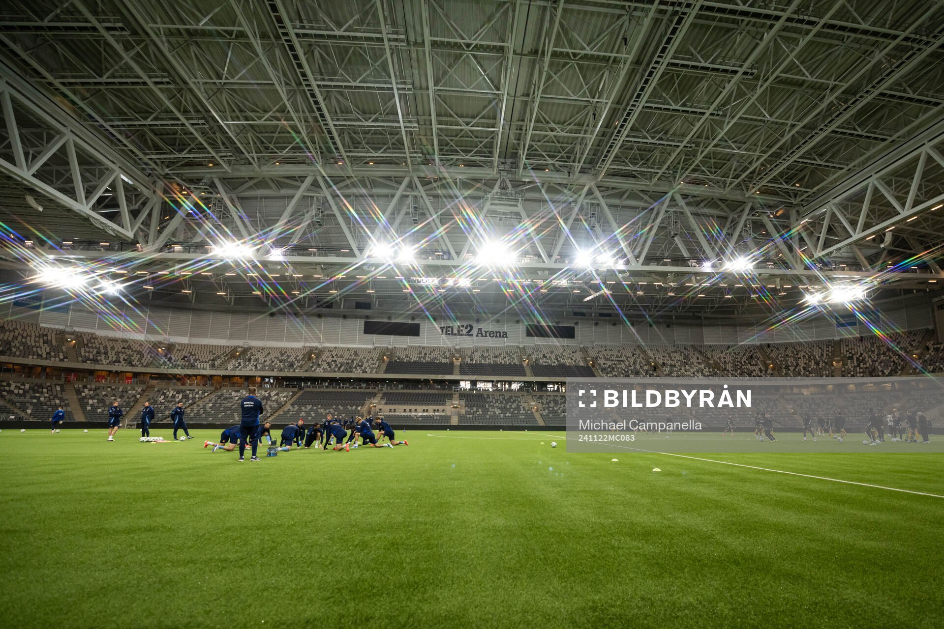 Generell vy på Tele2 Arena innan en träningsmatch mellan
