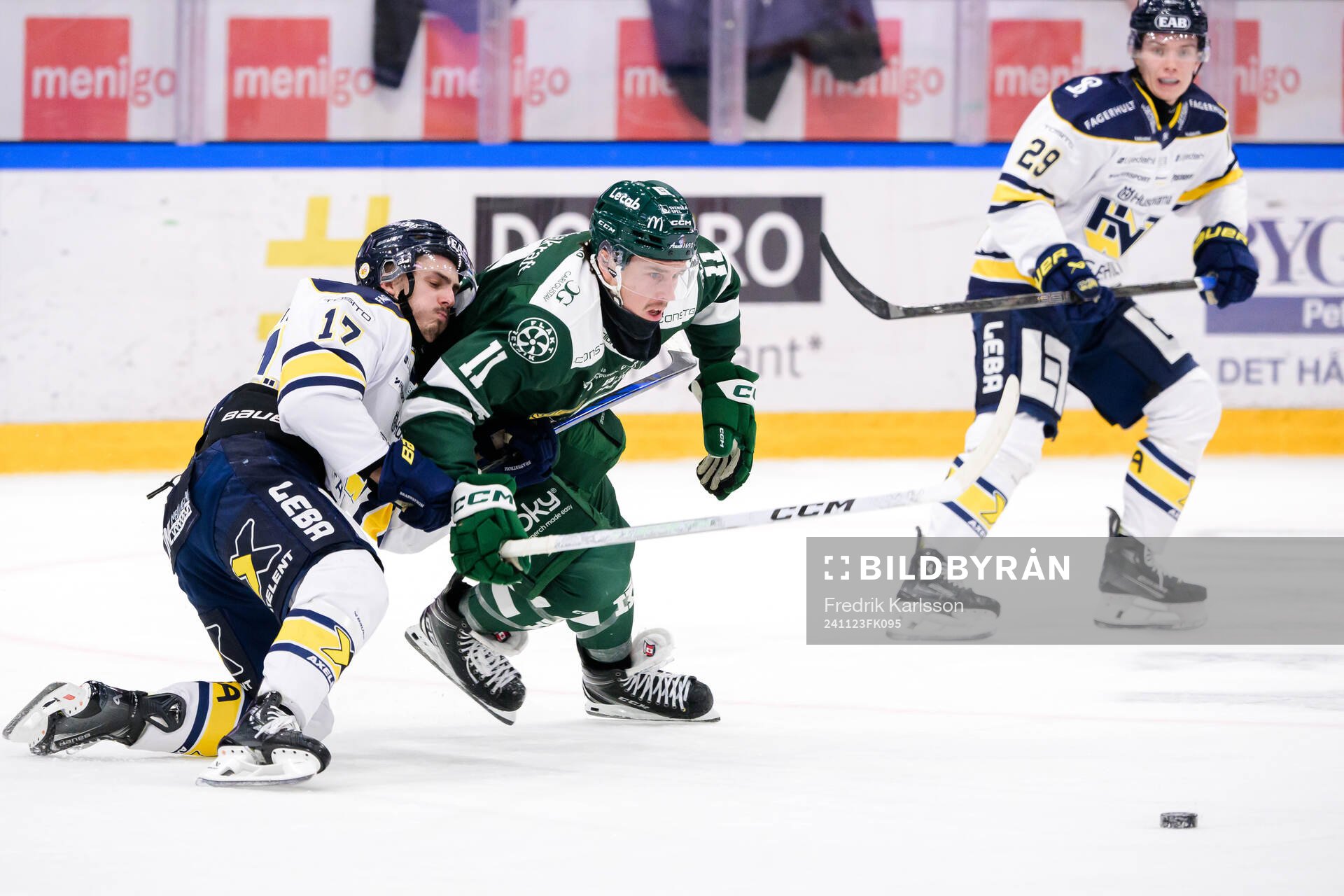 HV71s Isac Brännström och Färjestads Joakim Nygård