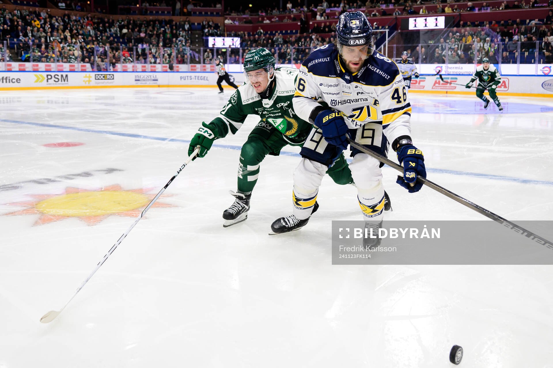 Färjestads Joakim Nygård och HV71s Joona Luoto
