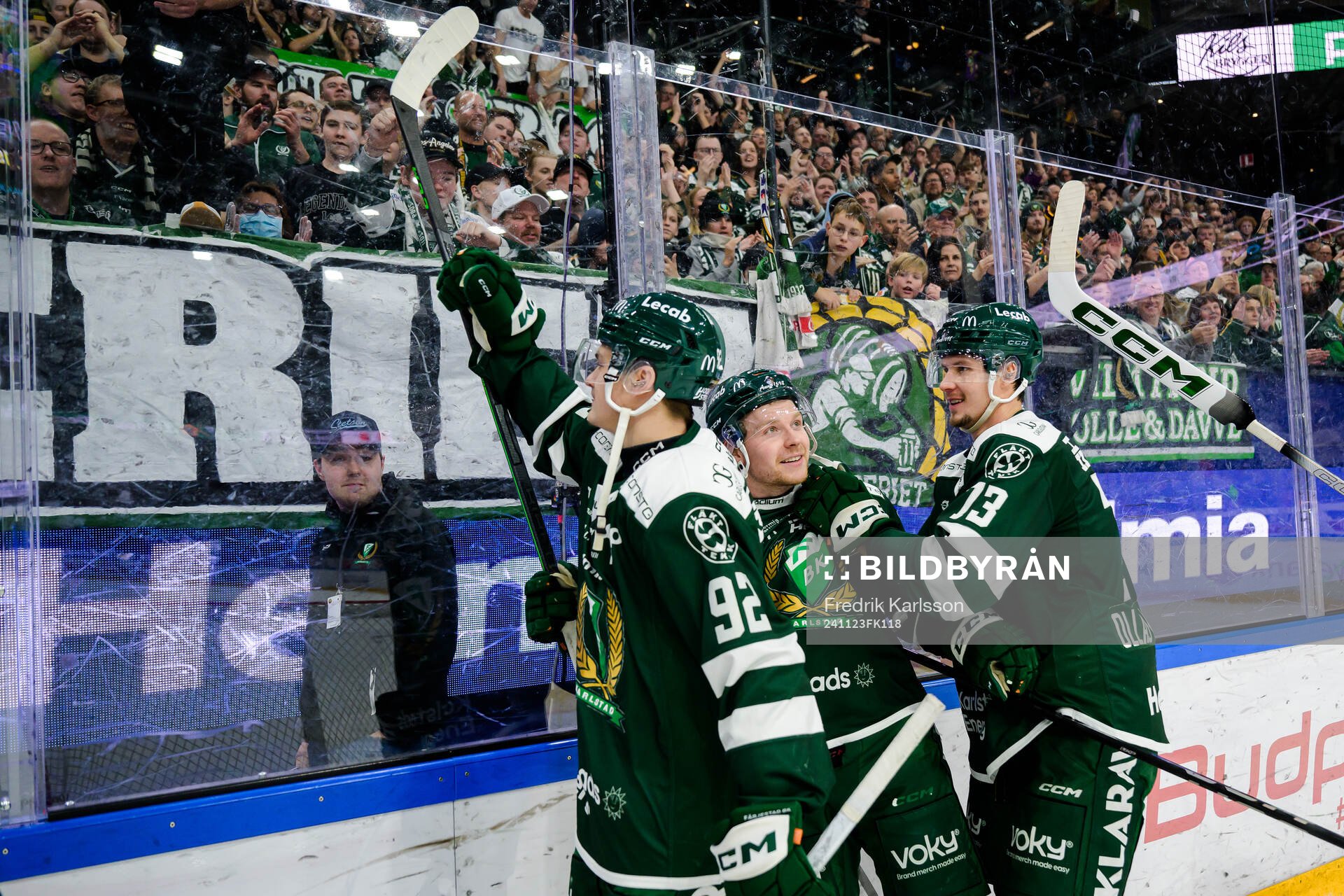 Färjestads Lucas Forsell, Oskar Steen och Adam Ollas