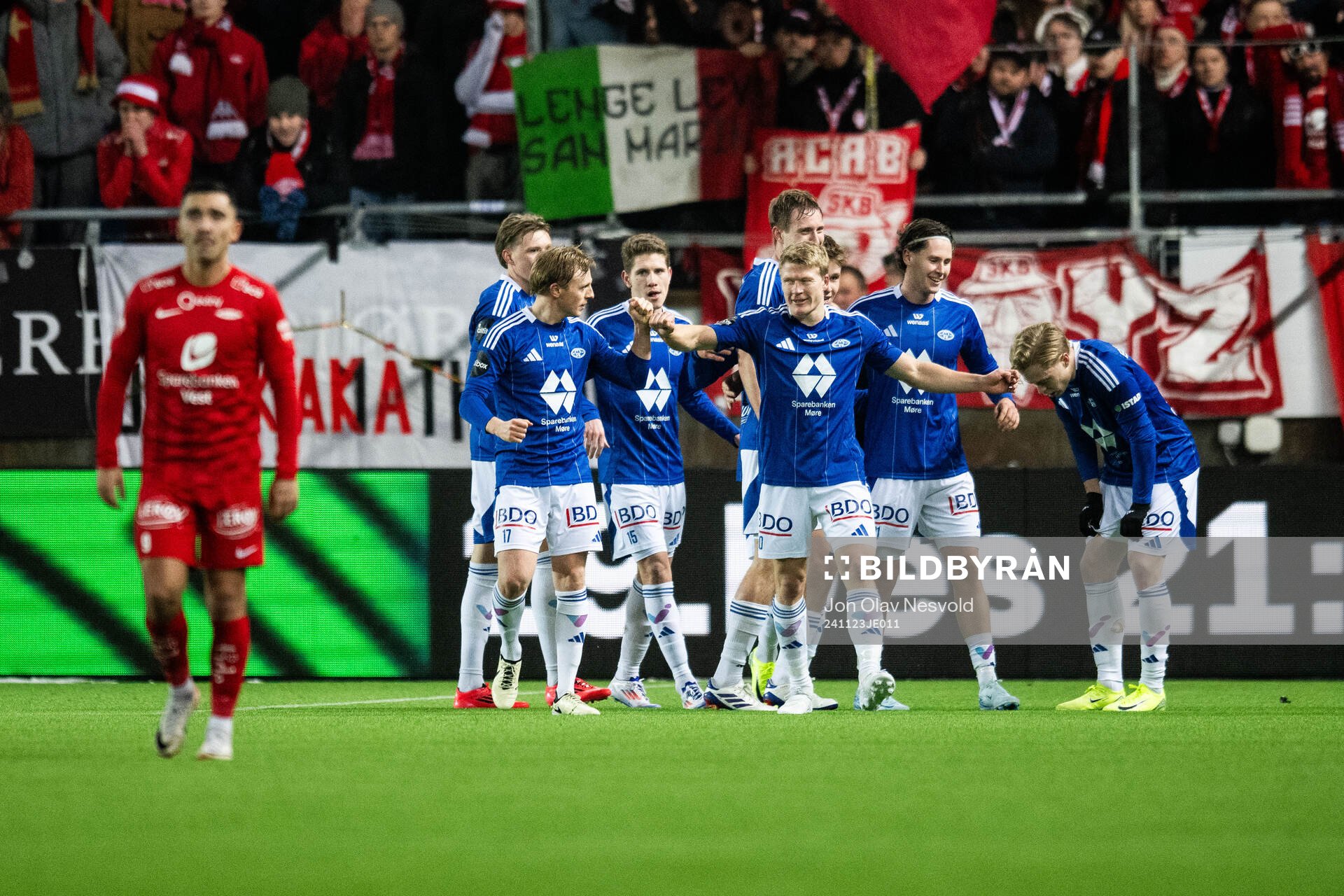 Kristian Eriksen of Molde celebrates with team mates
