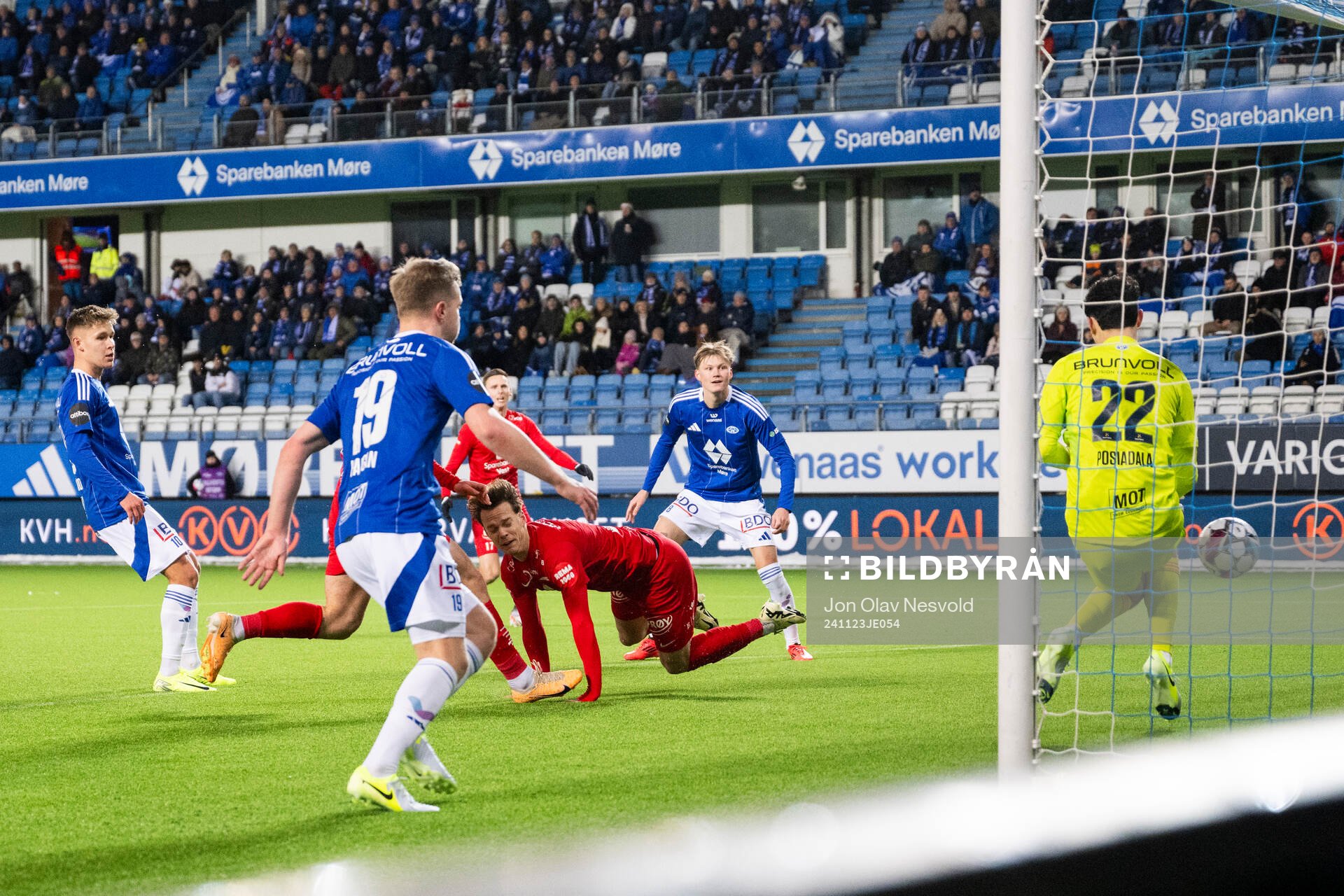 Felix Horn Myhre of Brann scores the 2-1 goal