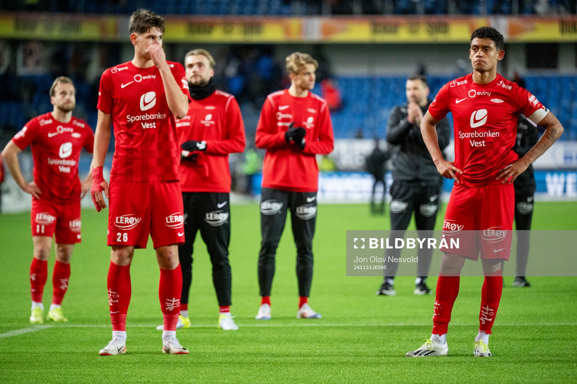 Eivind Helland and Japhet Sery Larsen of Brann look dejected
