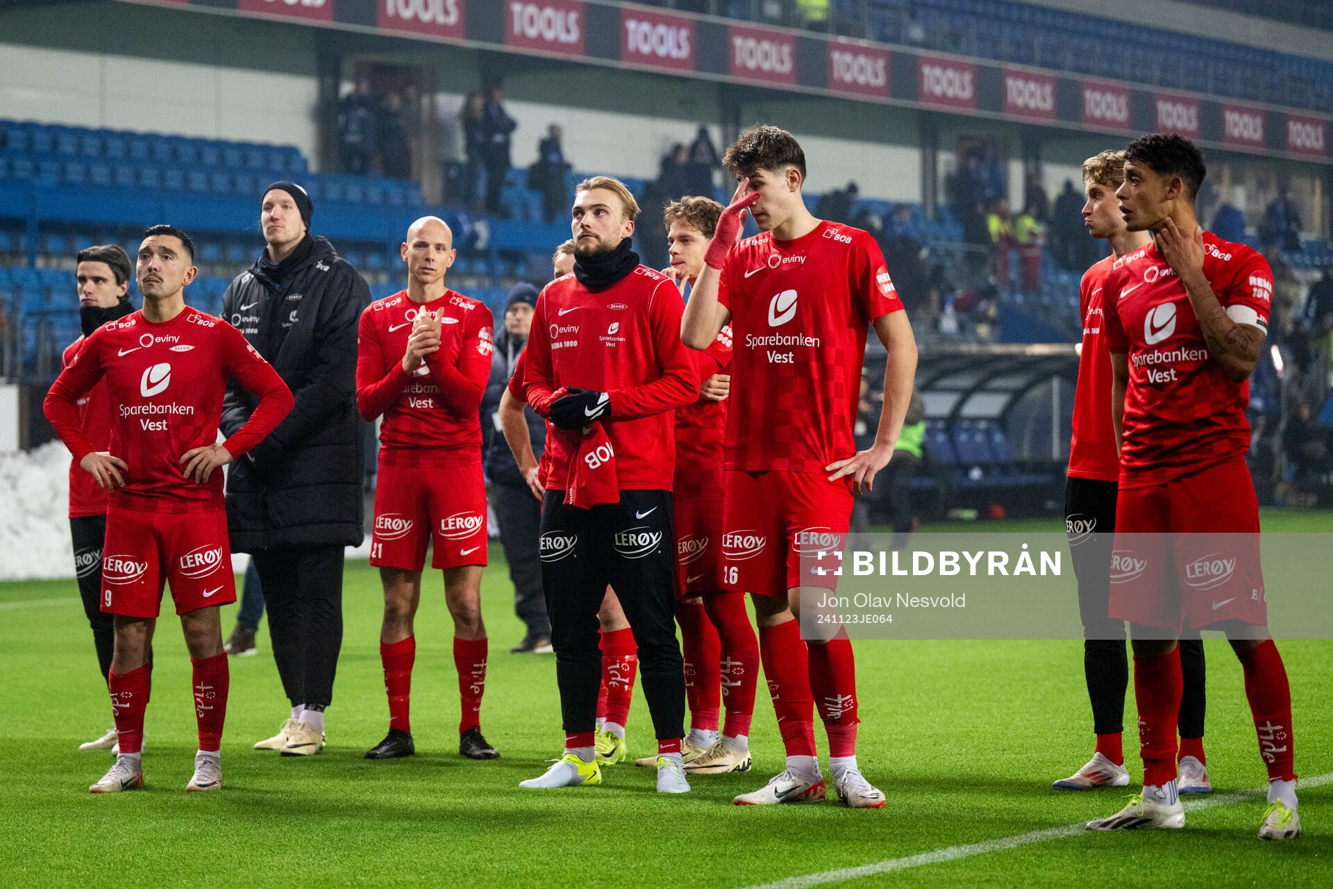 Players of Brann look dejected