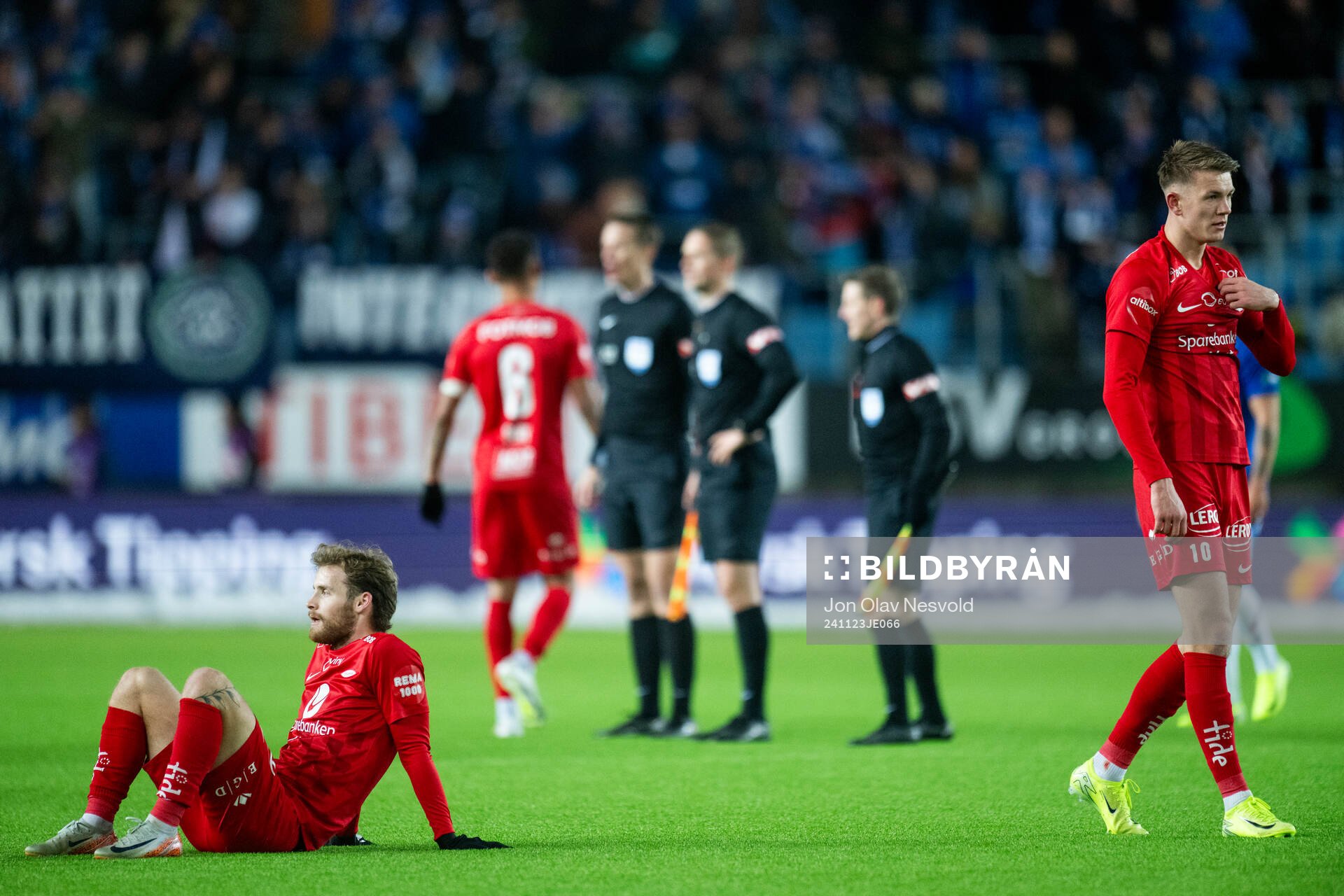 Ole Didrik Blomberg and Emil Kornvig of Brann look dejected
