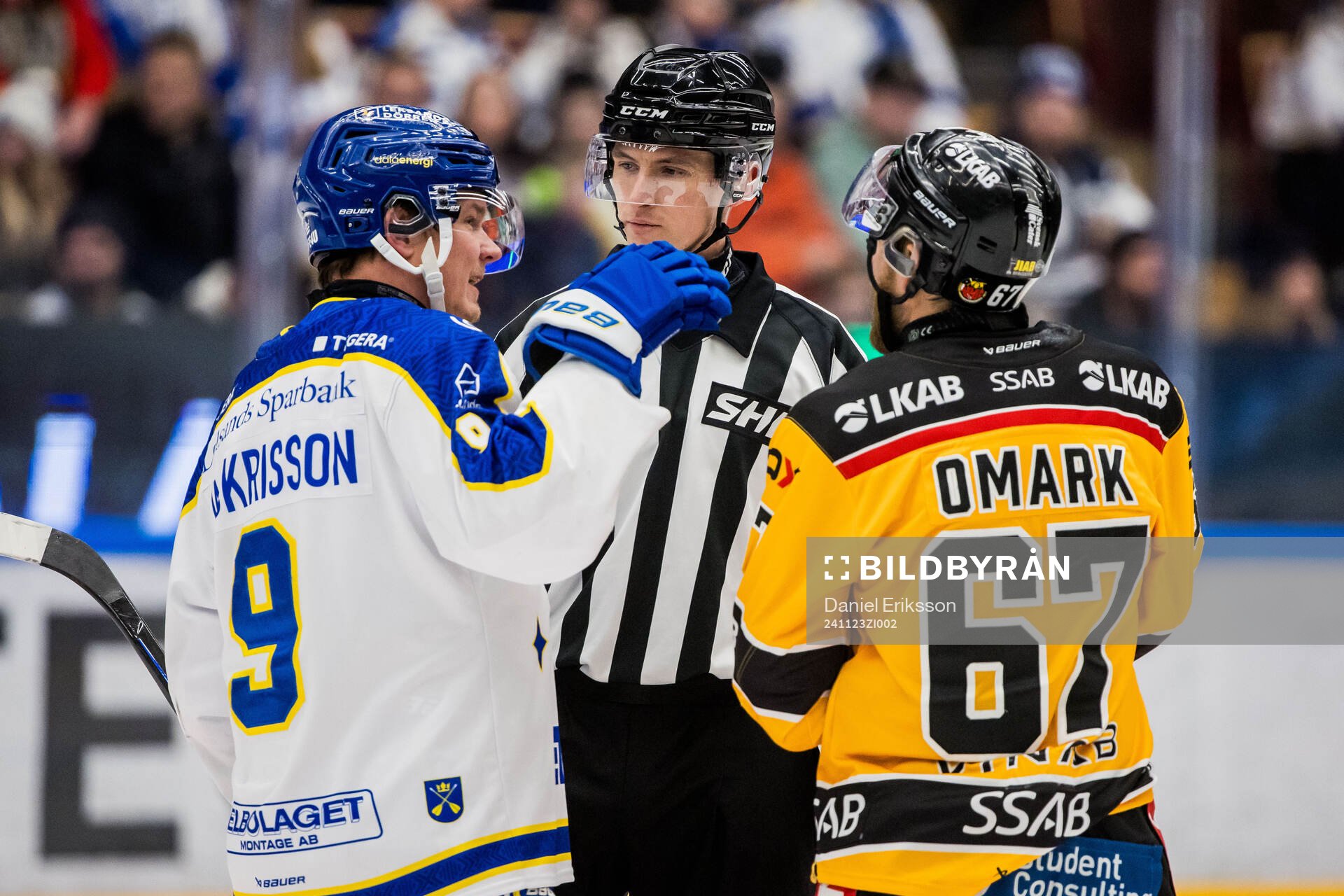 Leksands Patrik Zackrisson och Domare Christoffer Holm och