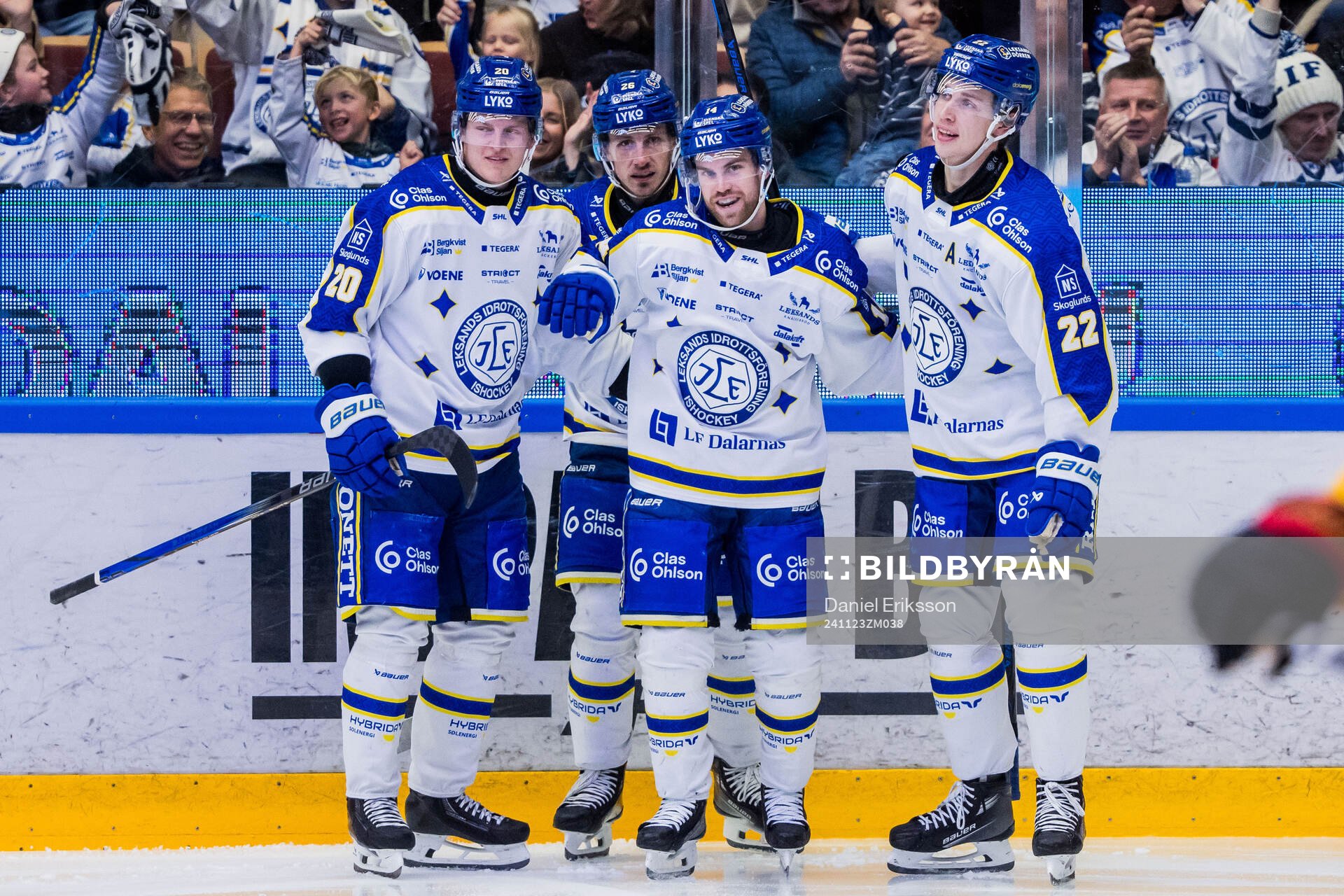 Leksands Oskar Lang jublar med Axel Rindell, Patrik Norén